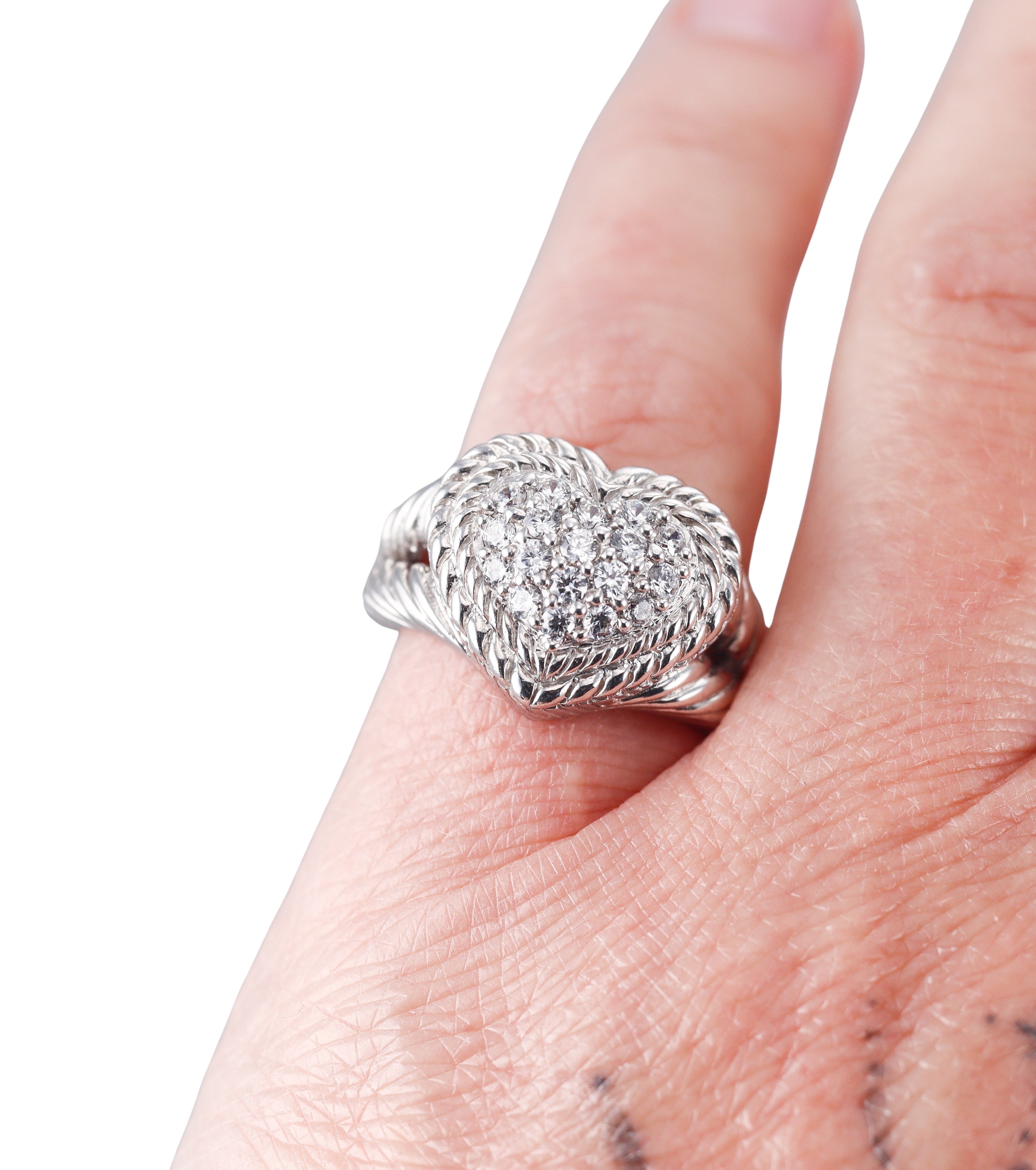 Judith Ripka Sterling Silver Cubic Zirconia Heart Cocktail Ring