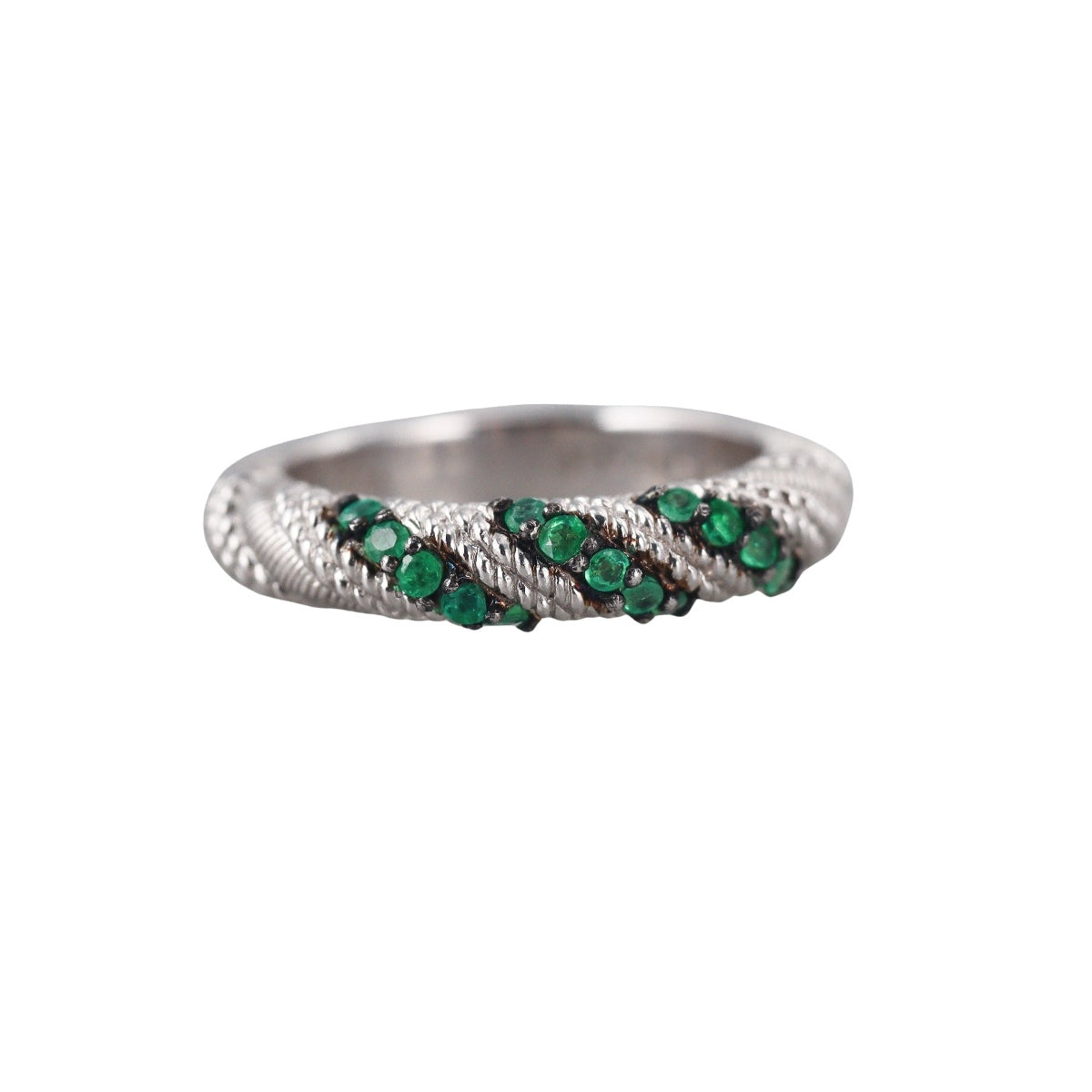 Judith Ripka Sterling Silver Emerald Ring Band