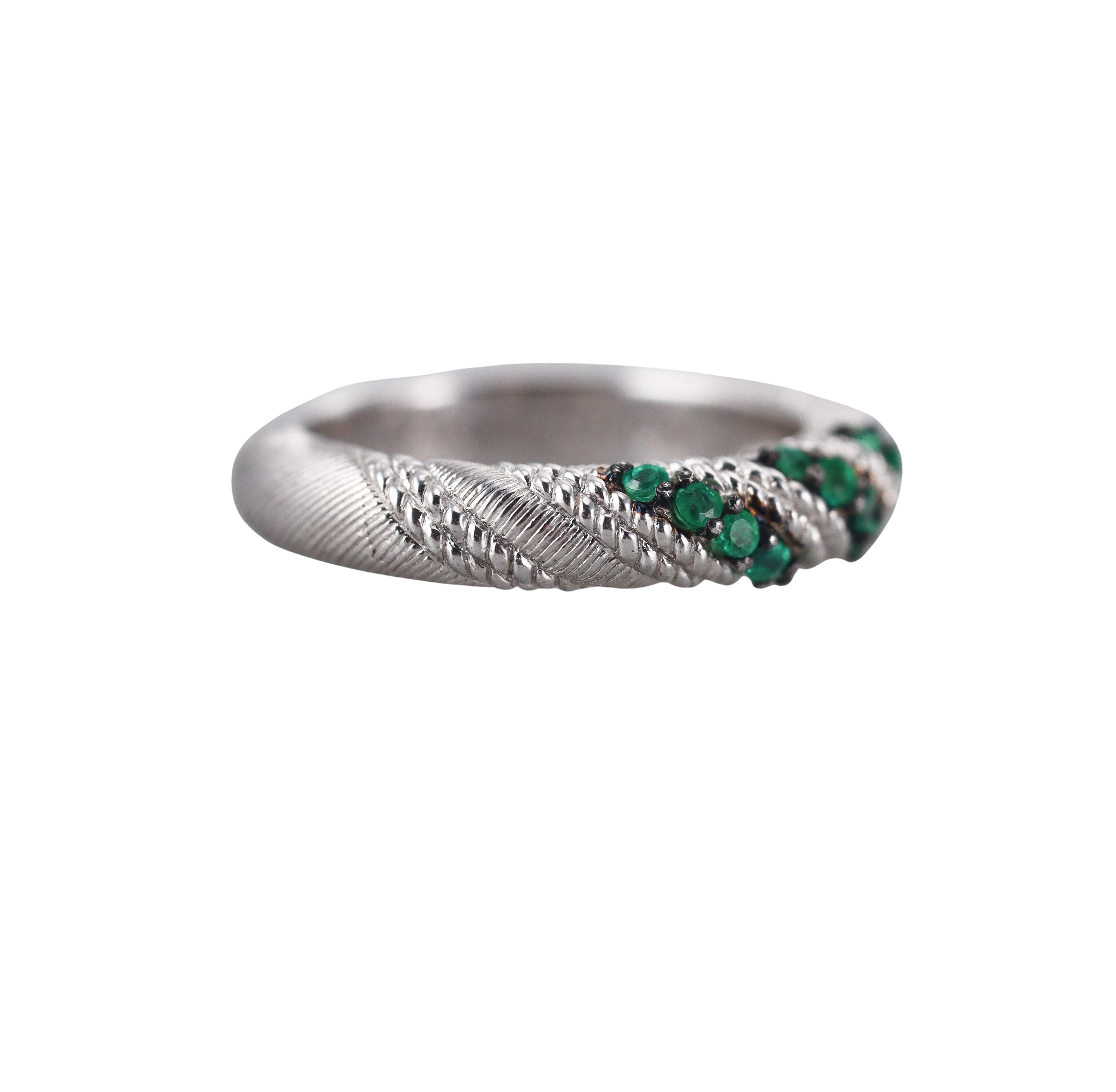 Judith Ripka Sterling Silver Emerald Ring Band