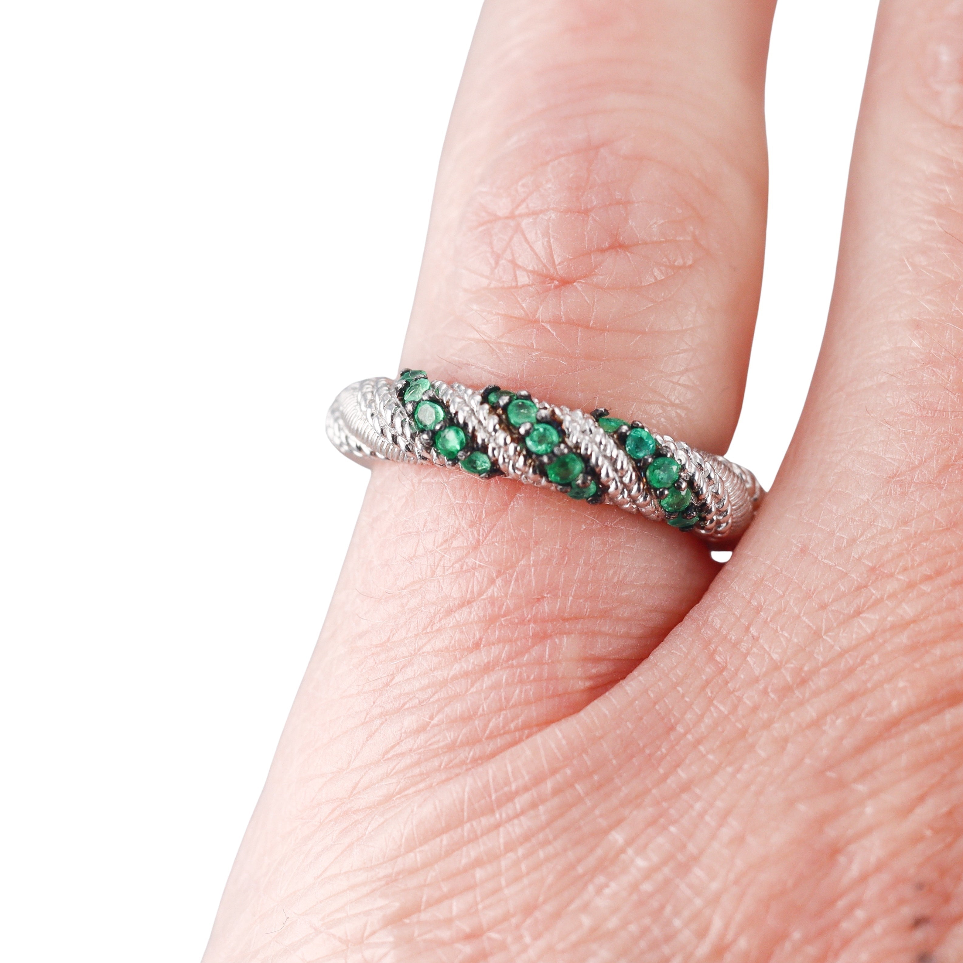 Judith Ripka Sterling Silver Emerald Ring Band