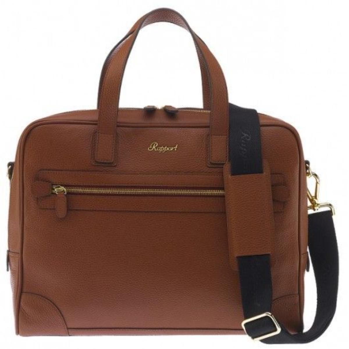 Rapport London Berkeley Leather Laptop Briefcase in Tan