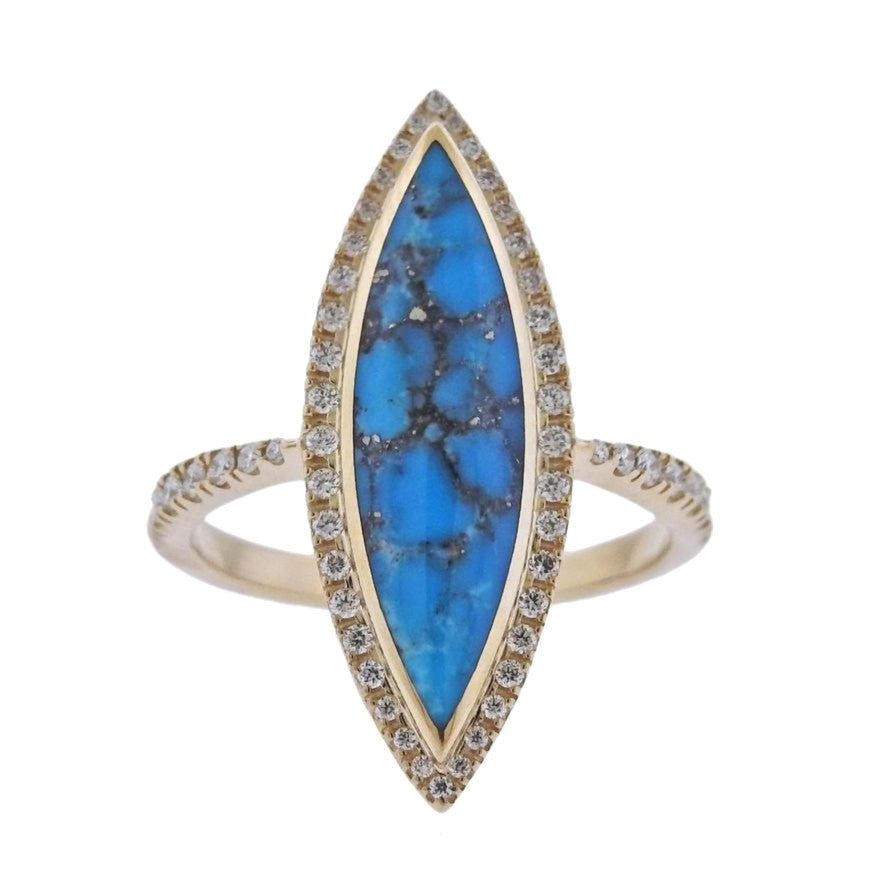 Kabana 14k Gold Kingman Turquoise Diamond Ring