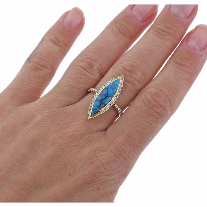 Kabana 14k Gold Kingman Turquoise Diamond Ring