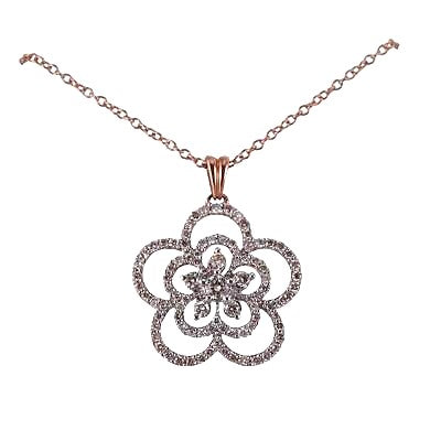 Kallati Diamond Flower 9k Gold Pendant Necklace