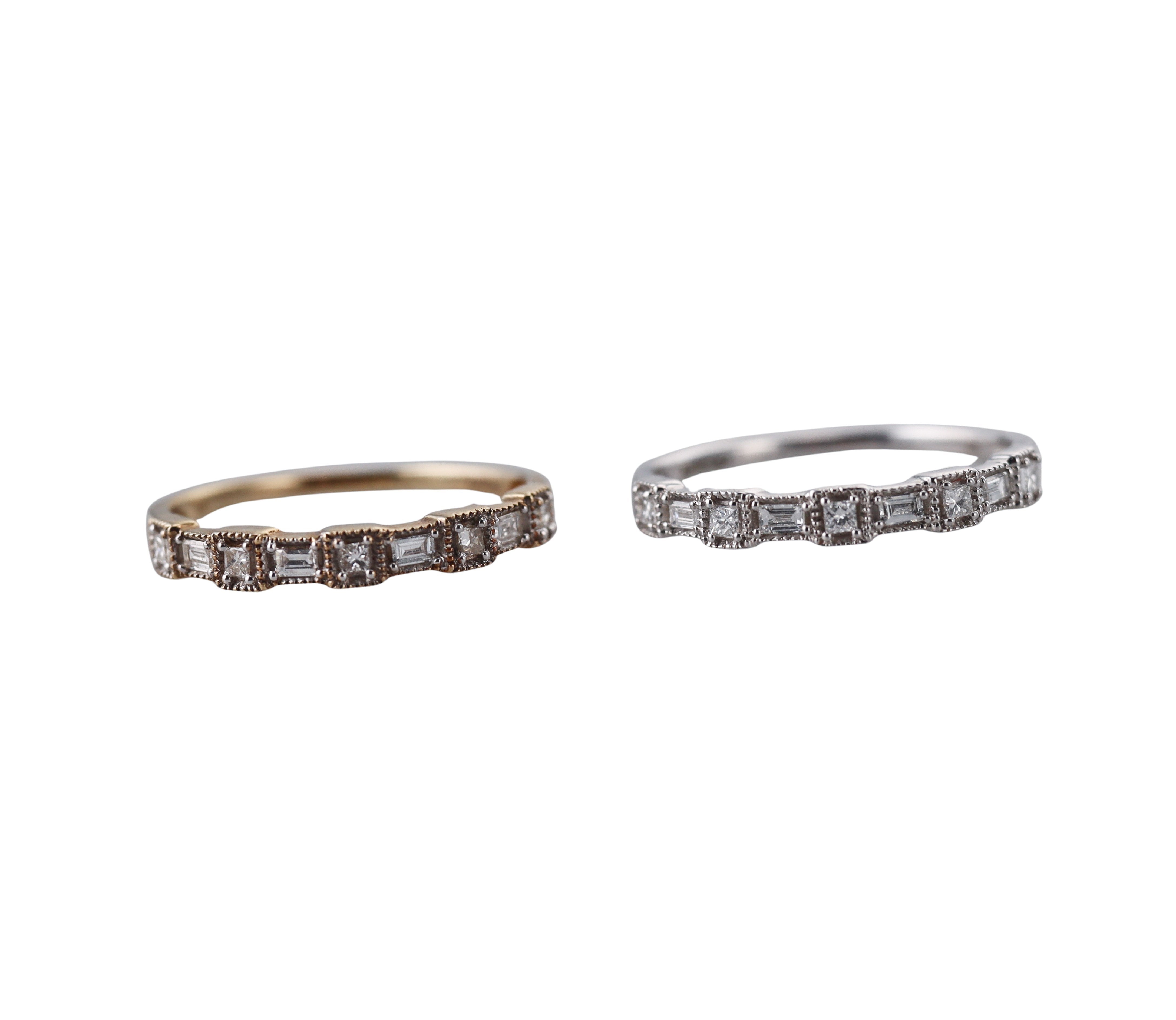 Kallati Gold Diamond Wedding Half Band Ring Set