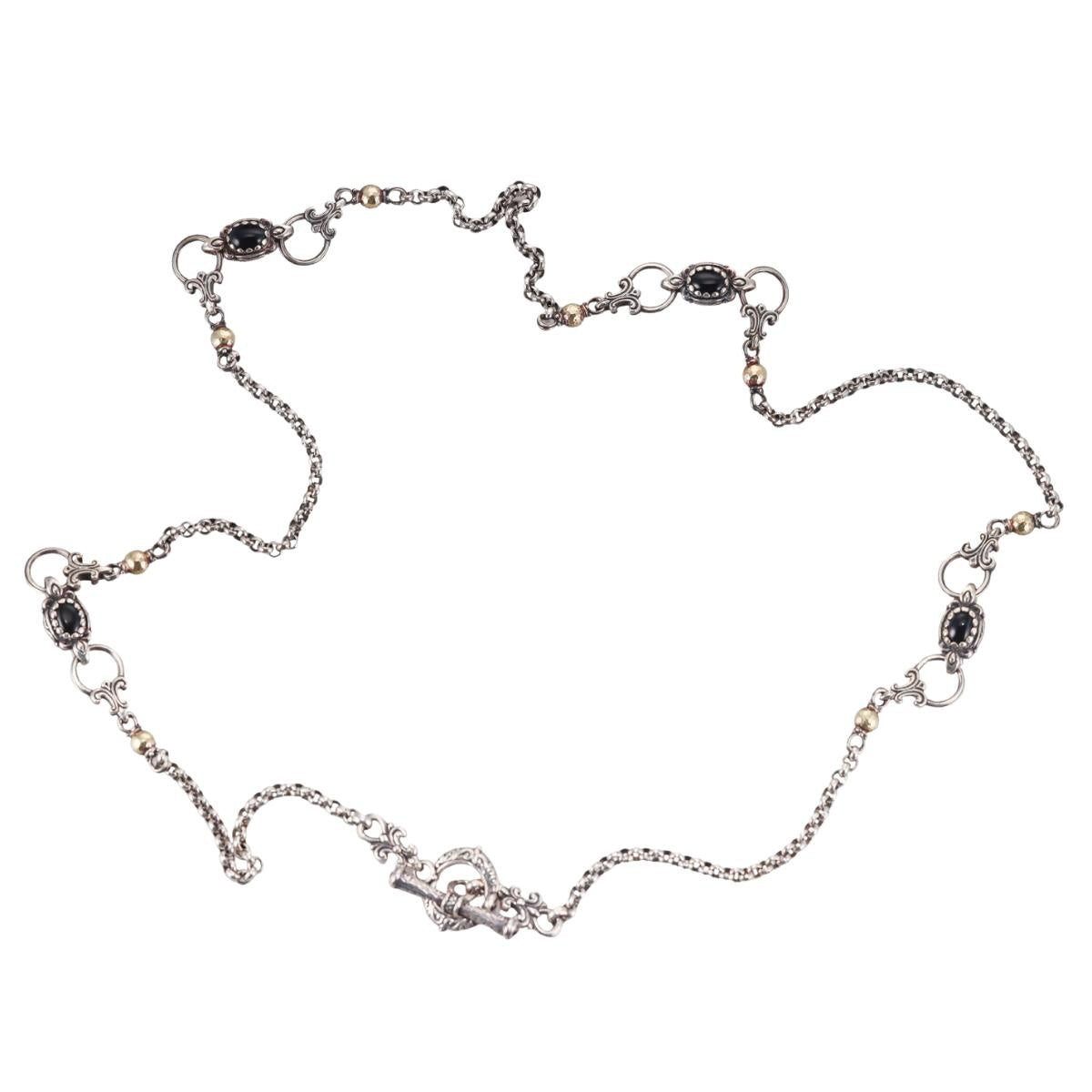 Konstantino Aspasia 18k Yellow Gold Sterling Onyx Necklace