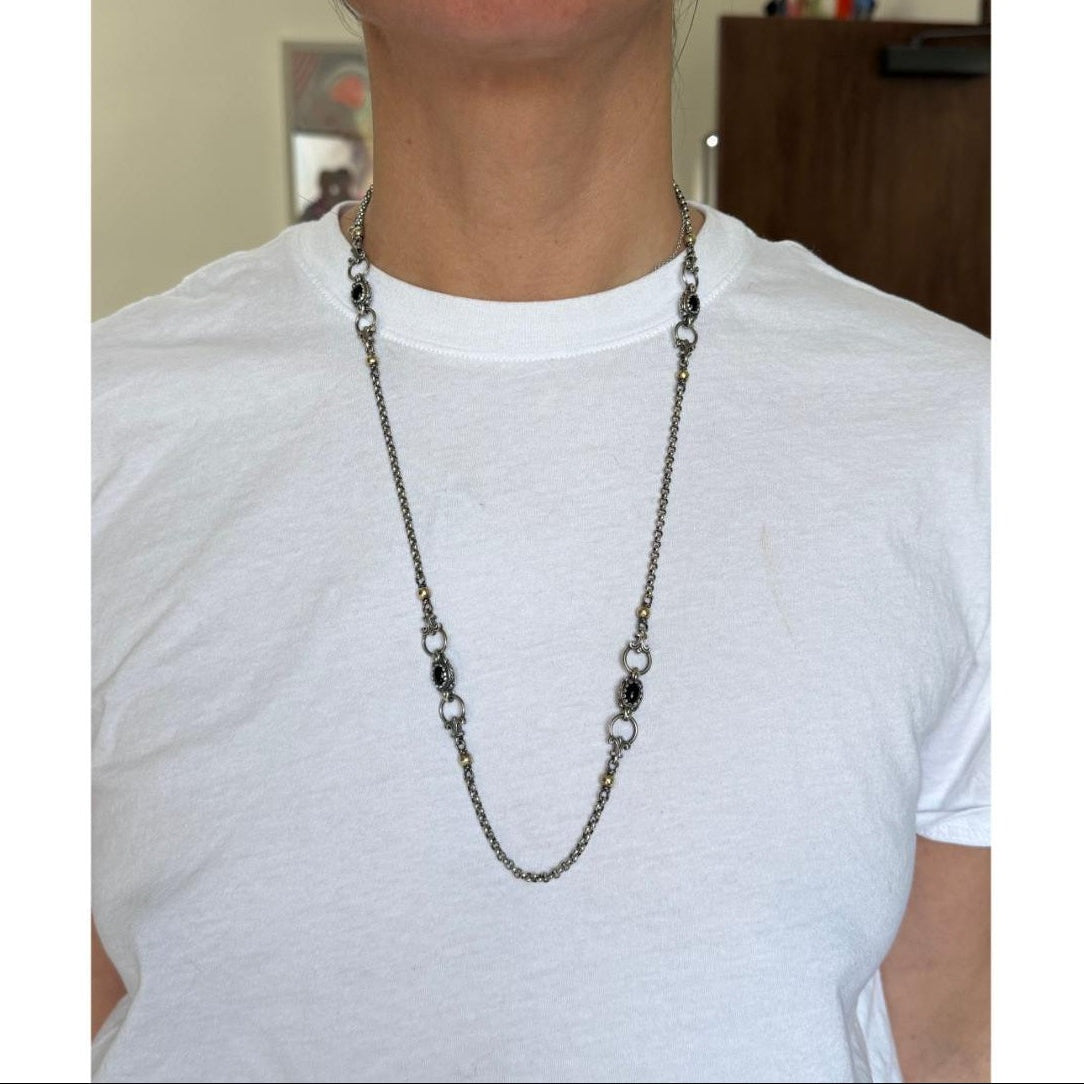 Konstantino Aspasia 18k Yellow Gold Sterling Onyx Necklace