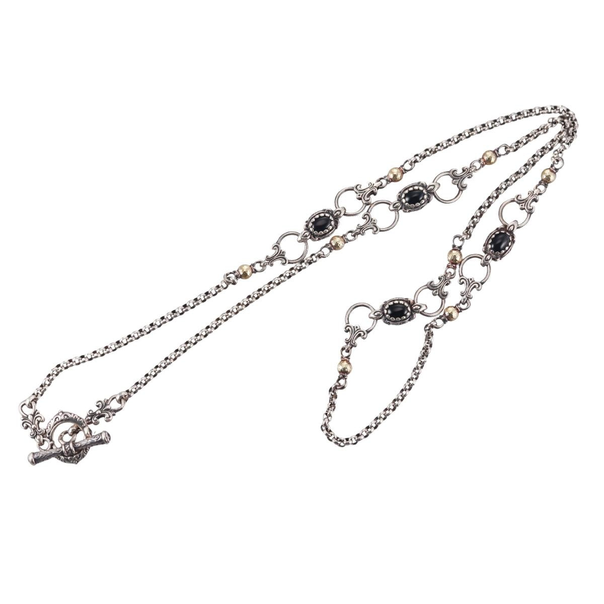 Konstantino Aspasia 18k Yellow Gold Sterling Onyx Necklace
