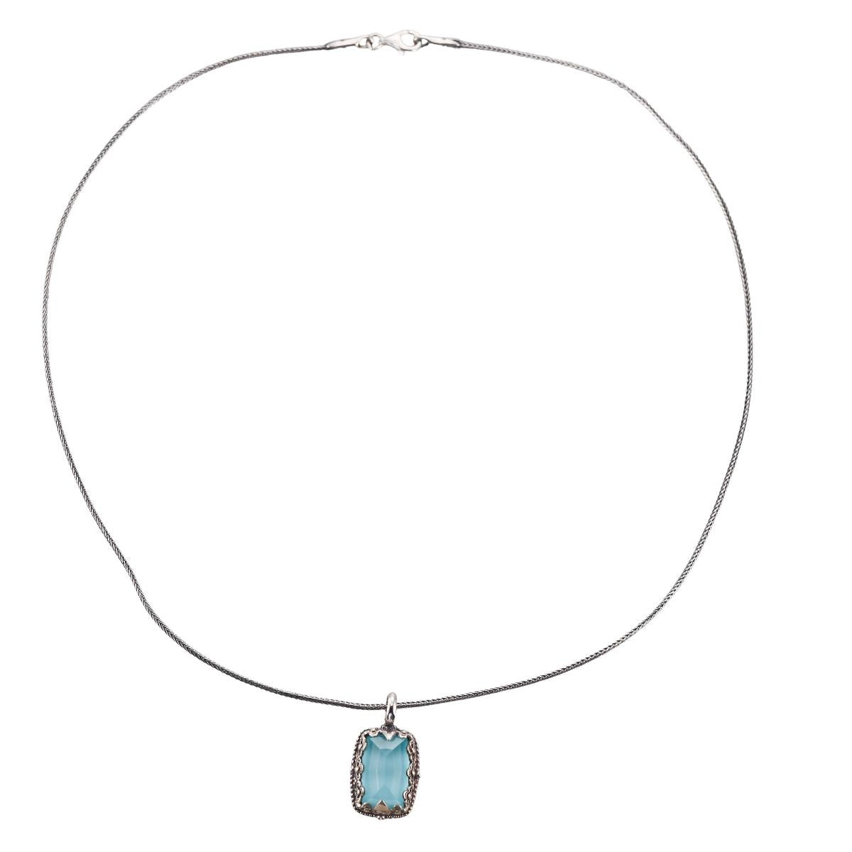 Konstantino Sterling Turquoise and Rock Crystal Pendant Necklace