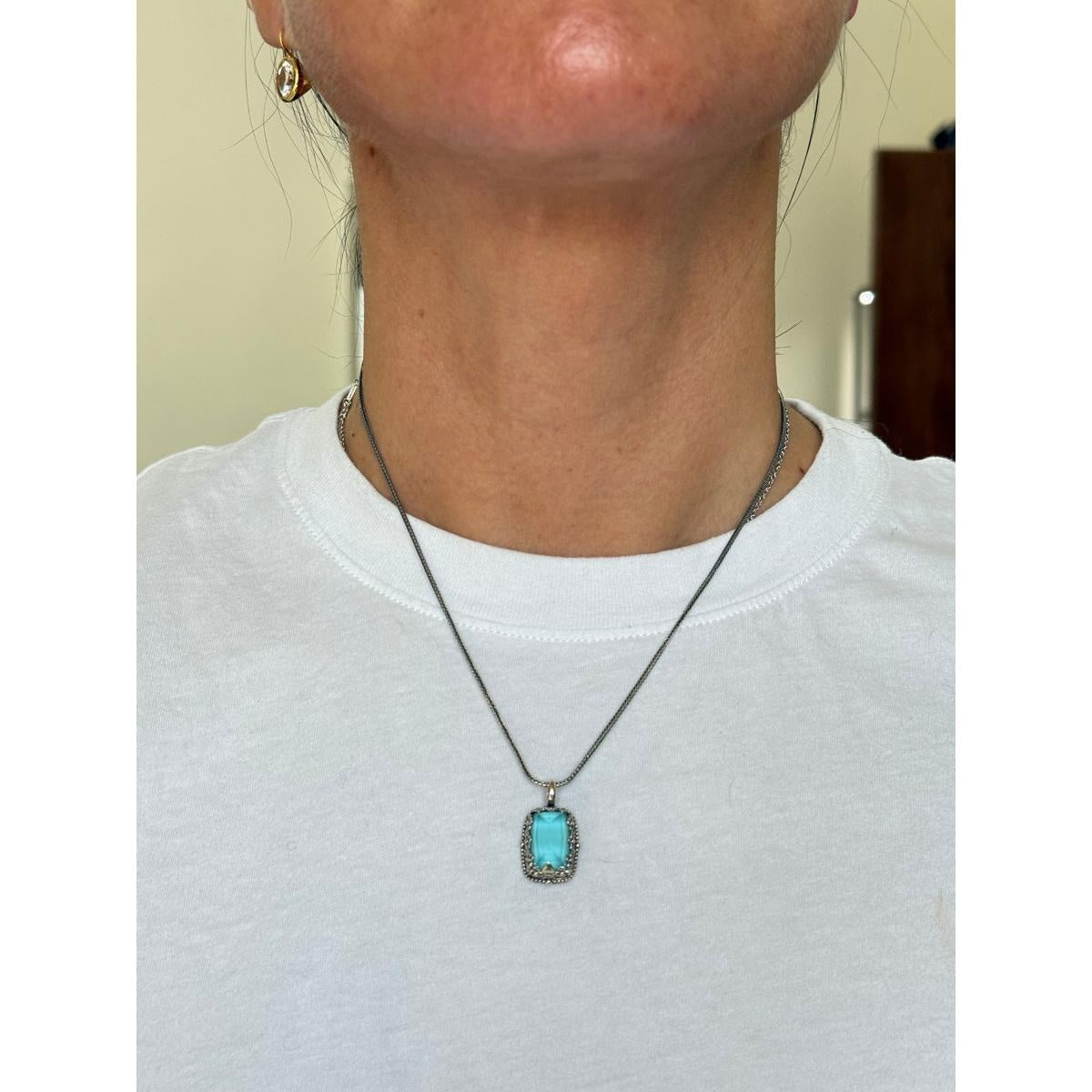 Konstantino Sterling Turquoise and Rock Crystal Pendant Necklace