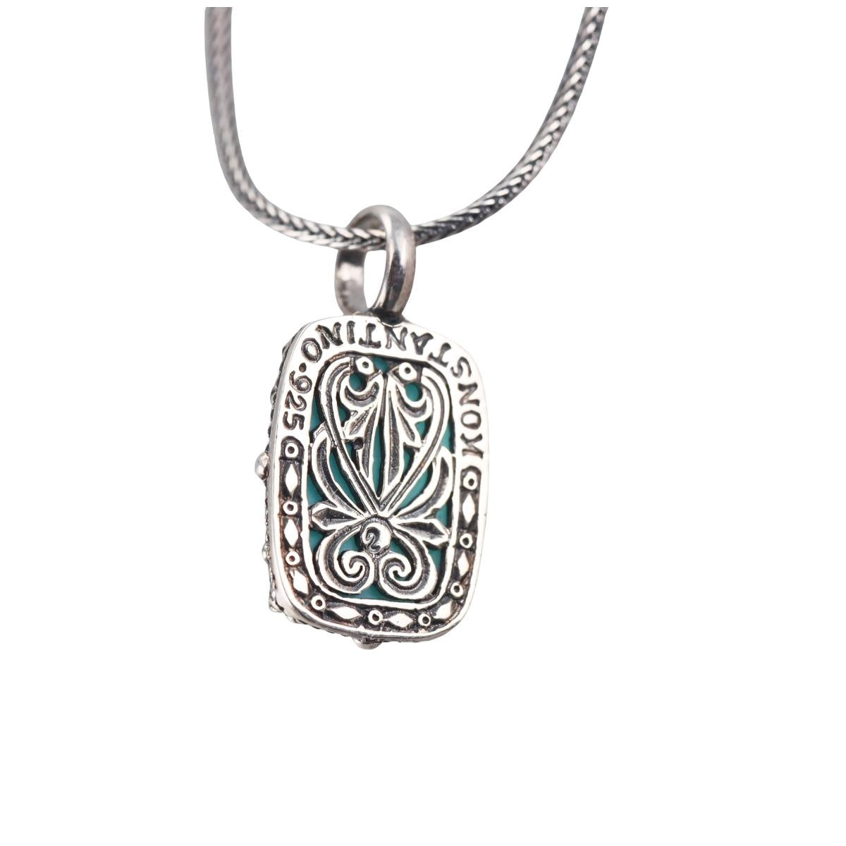 Konstantino Sterling Turquoise and Rock Crystal Pendant Necklace