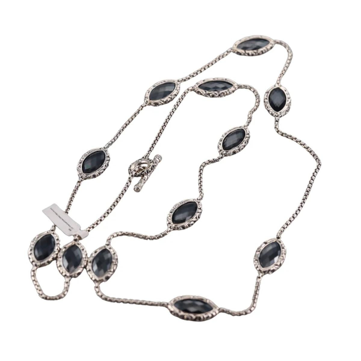 Krypell Silver Hematite Long Necklace