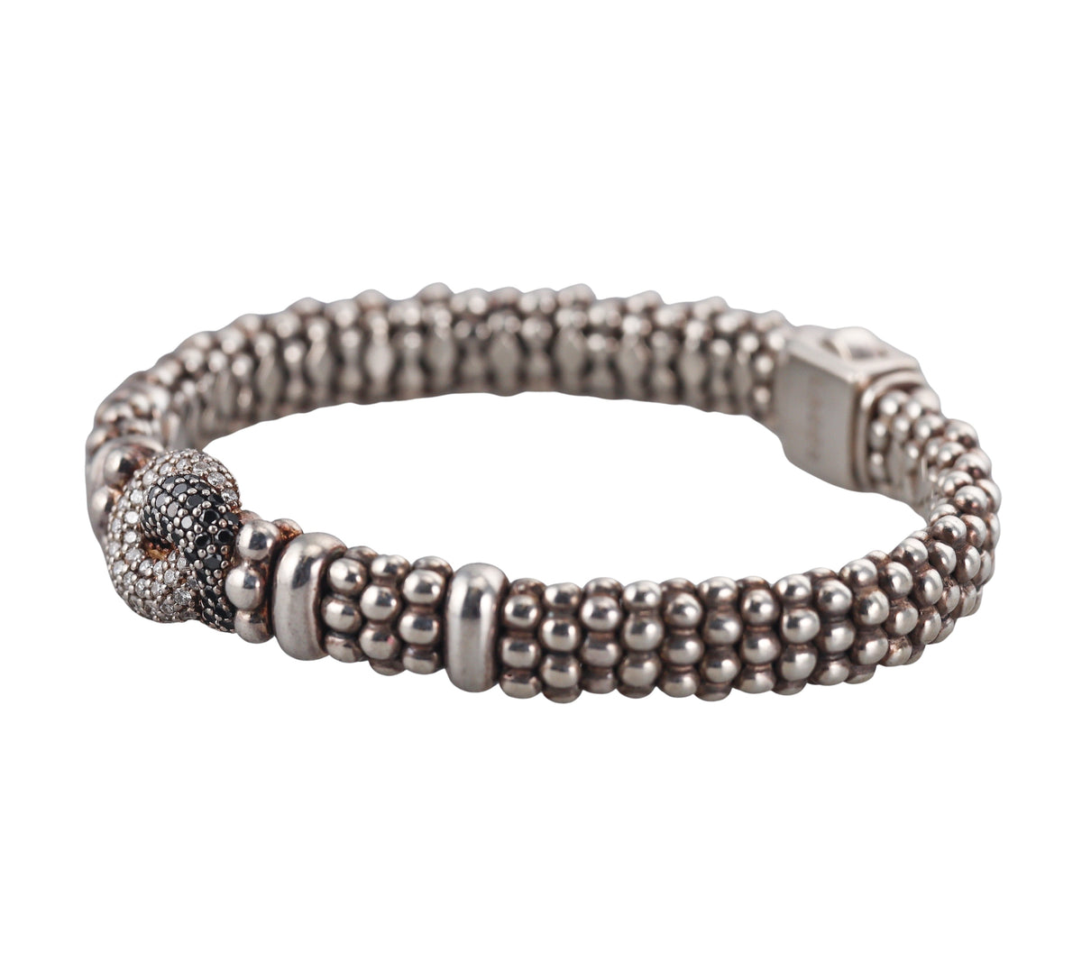 Lagos Caviar Silver Diamond Knot Bracelet