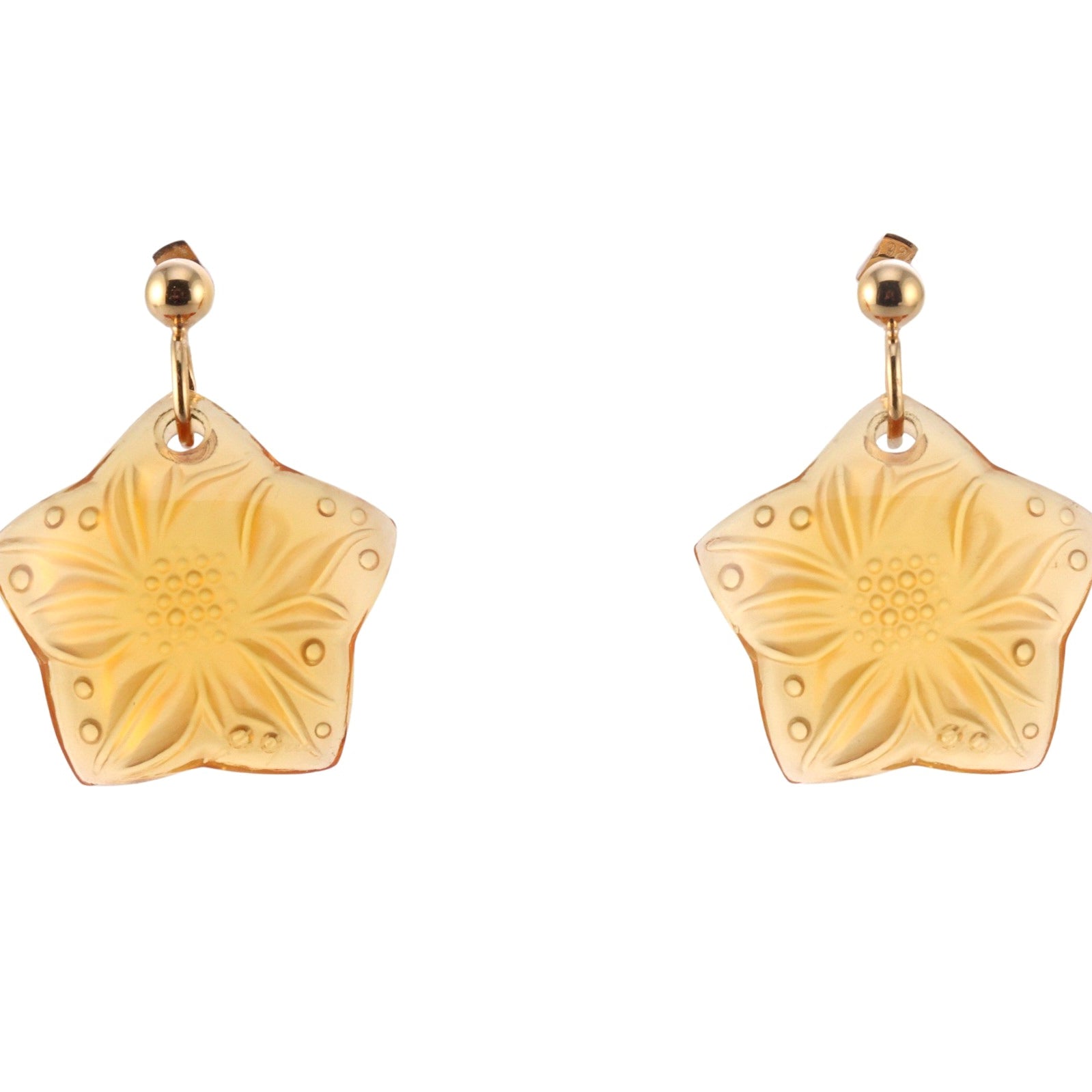 Lalique Crystal Sterling Silver Earrings