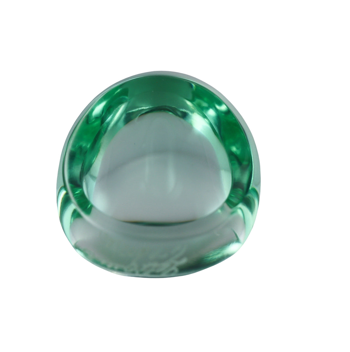 Lalique Cabochon Signet Light Green Crystal Ring 032703