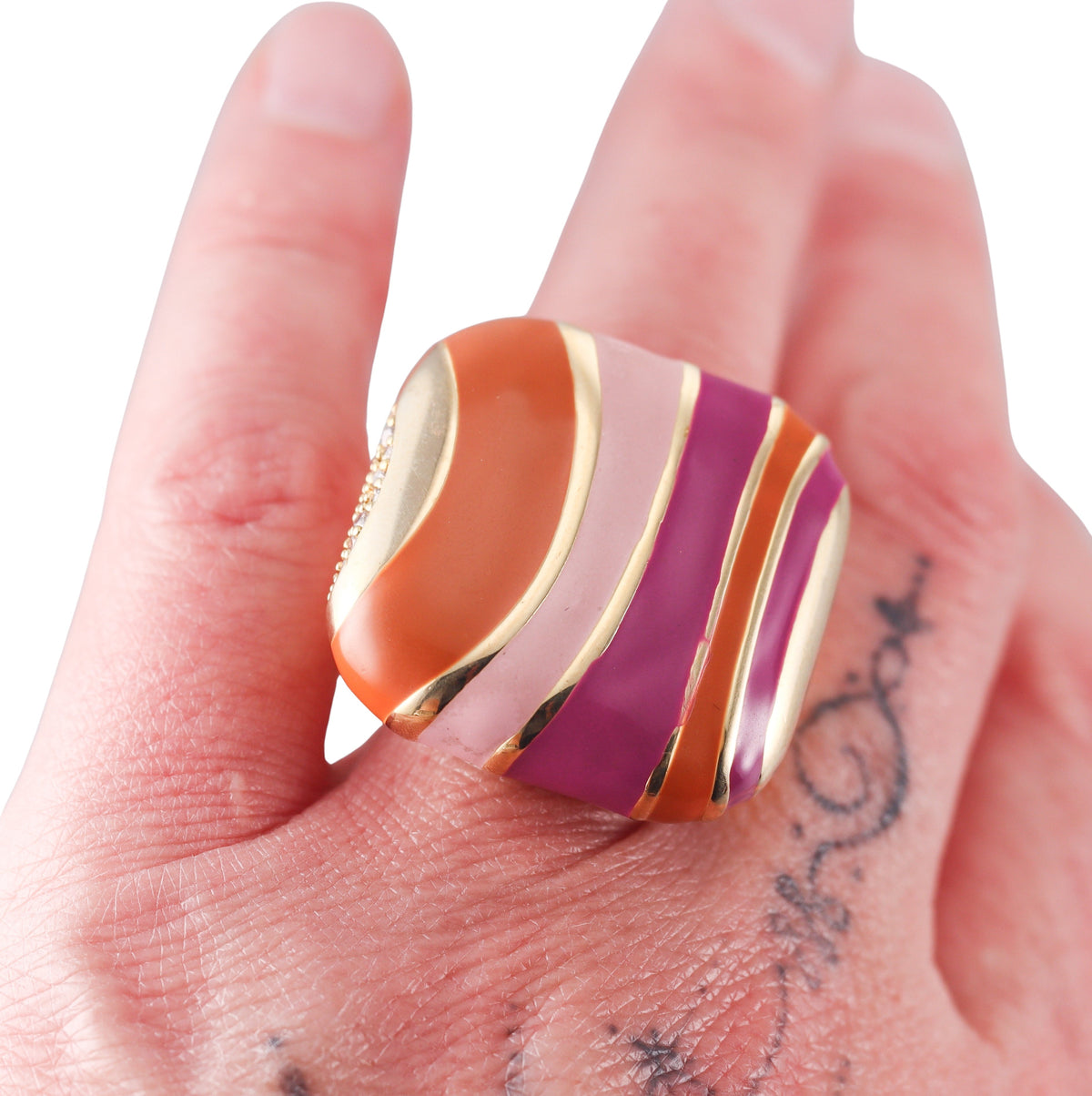 Lauren G Adams Stripes Of Pave Cocktail Ring