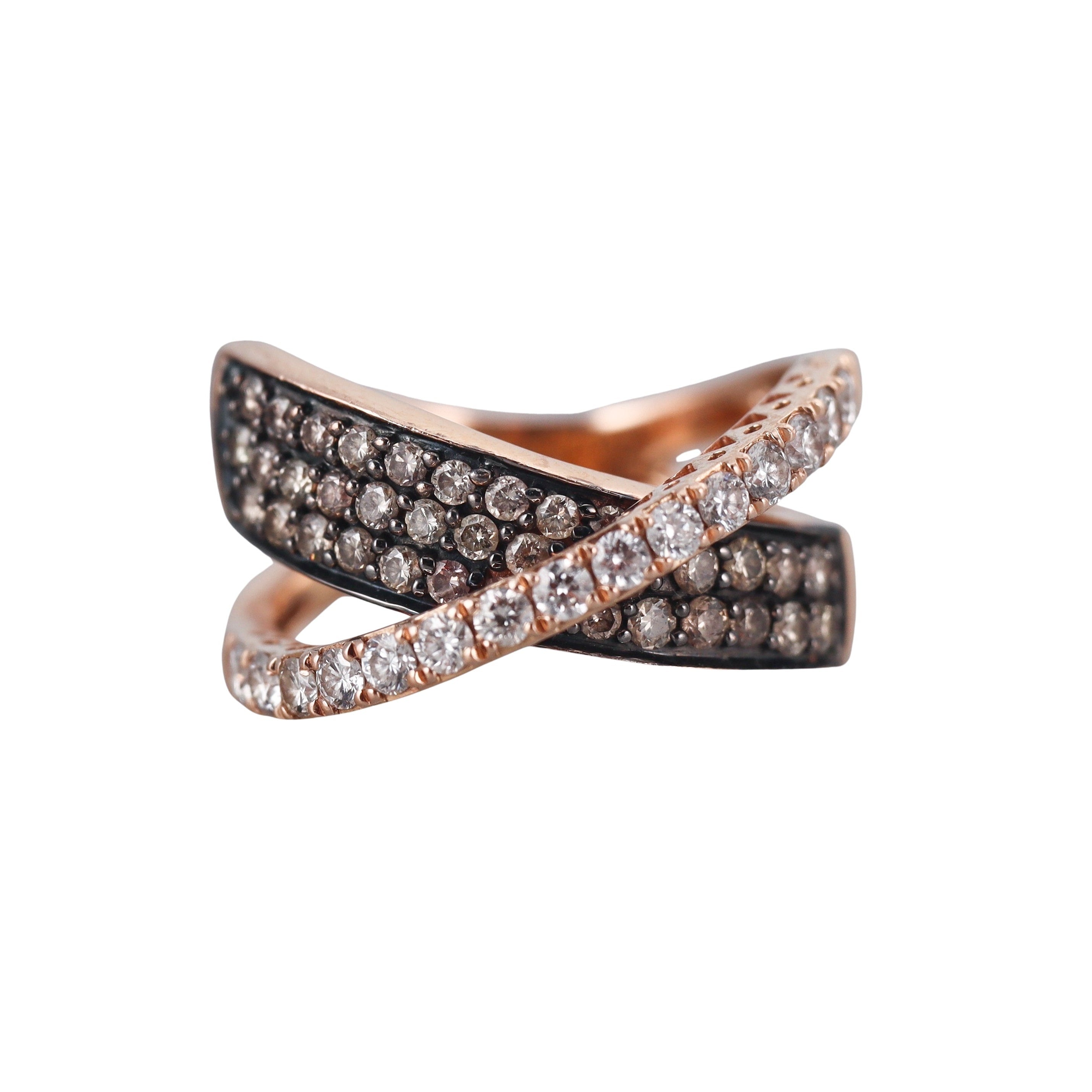 LeVian Le Vian Rose Gold White Fancy Diamond Crossover Band Ring