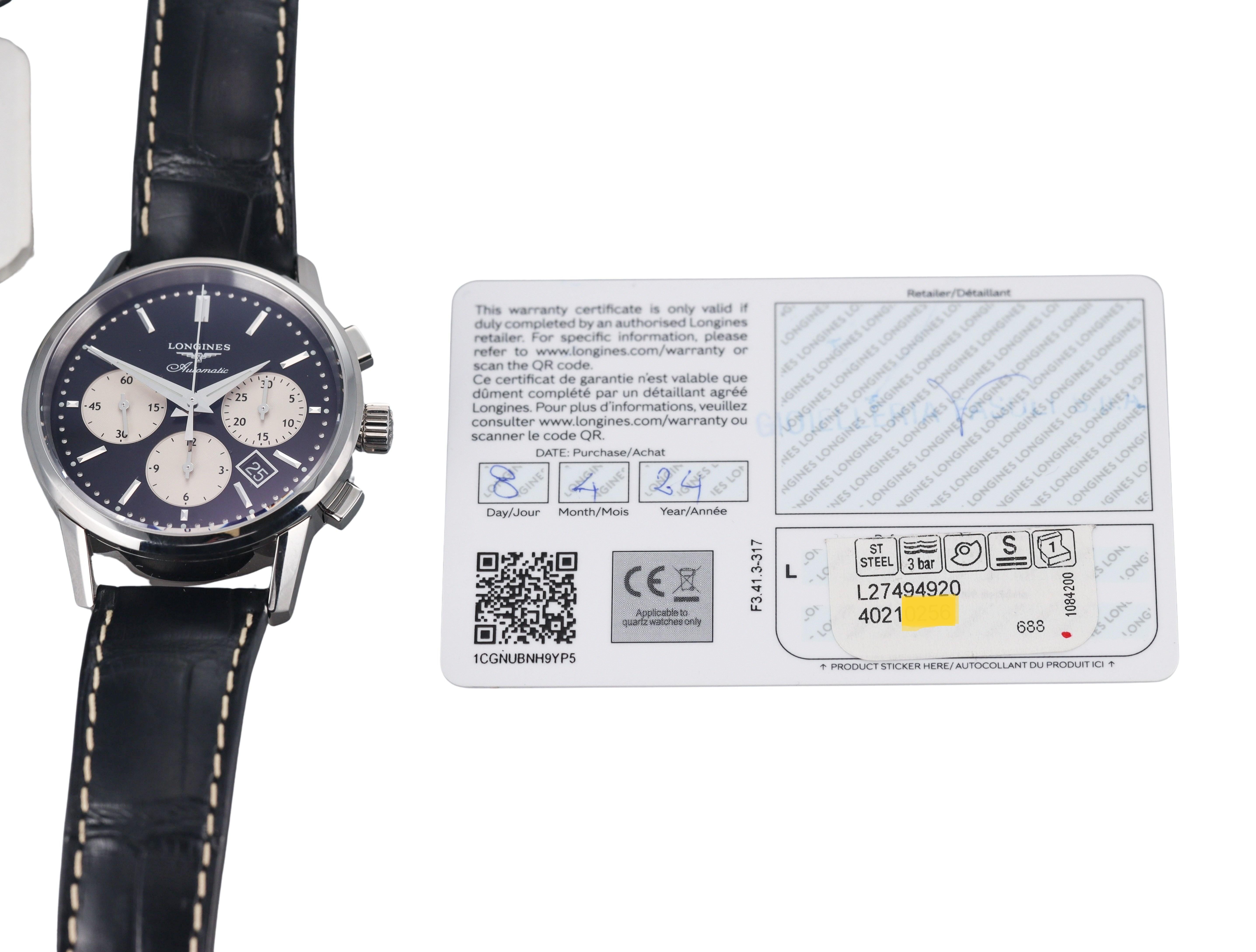 Longines Heritage Chronograph Automatic Steel Watch L2.749.4.92.0