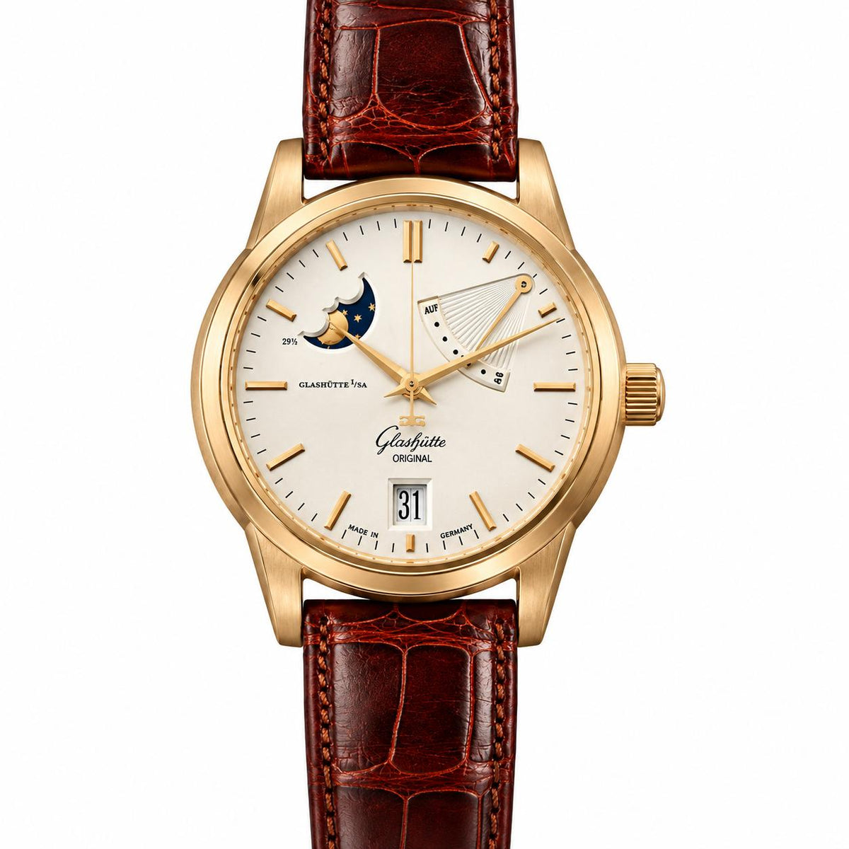 Glashutte Original Senator Gold Moon Phase Power Reserve Watch 39-44-03-11-03