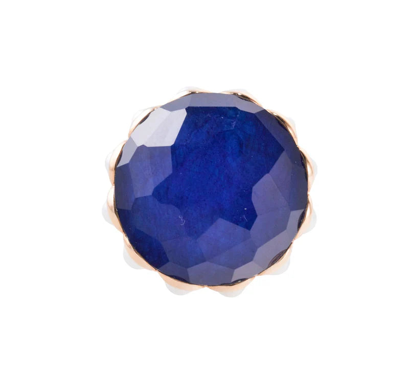 Mimi Milano Belle Blue Crystal Pearl Gold Ring