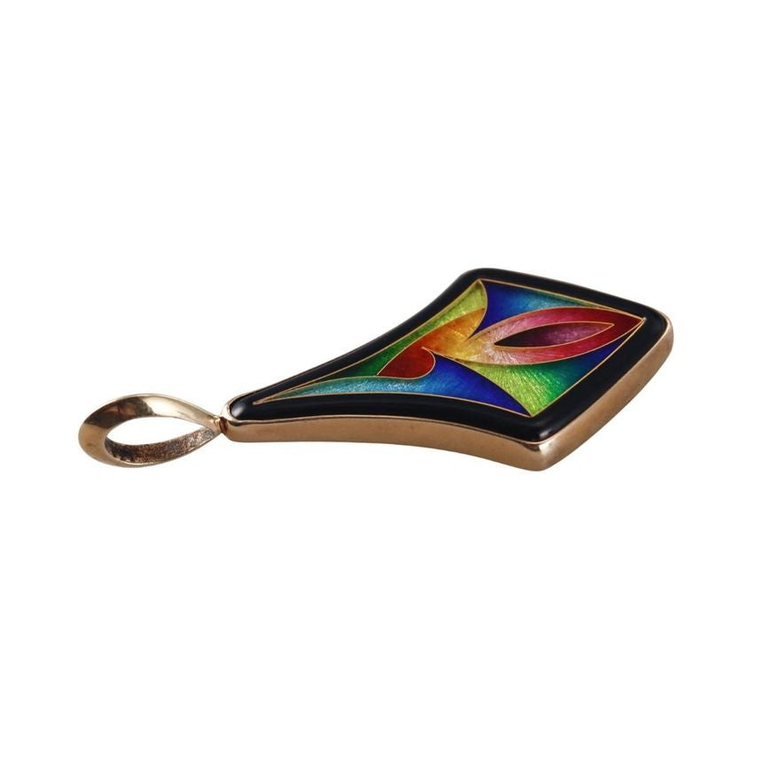 Magick Fusager Demski 14k Gold Cloisonne Enamel Onyx Pendant
