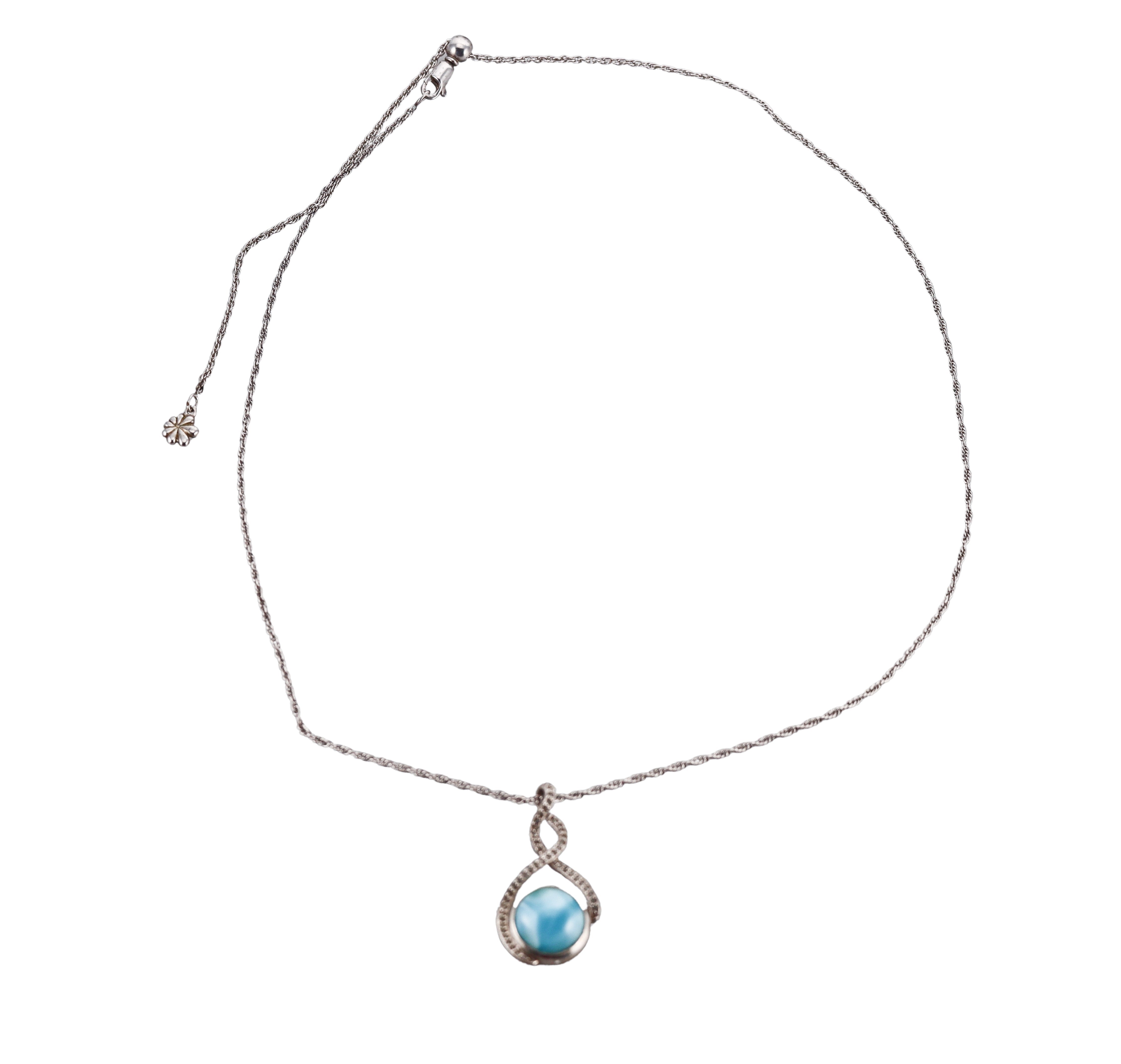 MarahLago Sterling Silver Larimar Adella White Sapphire Pendant Necklace Retail