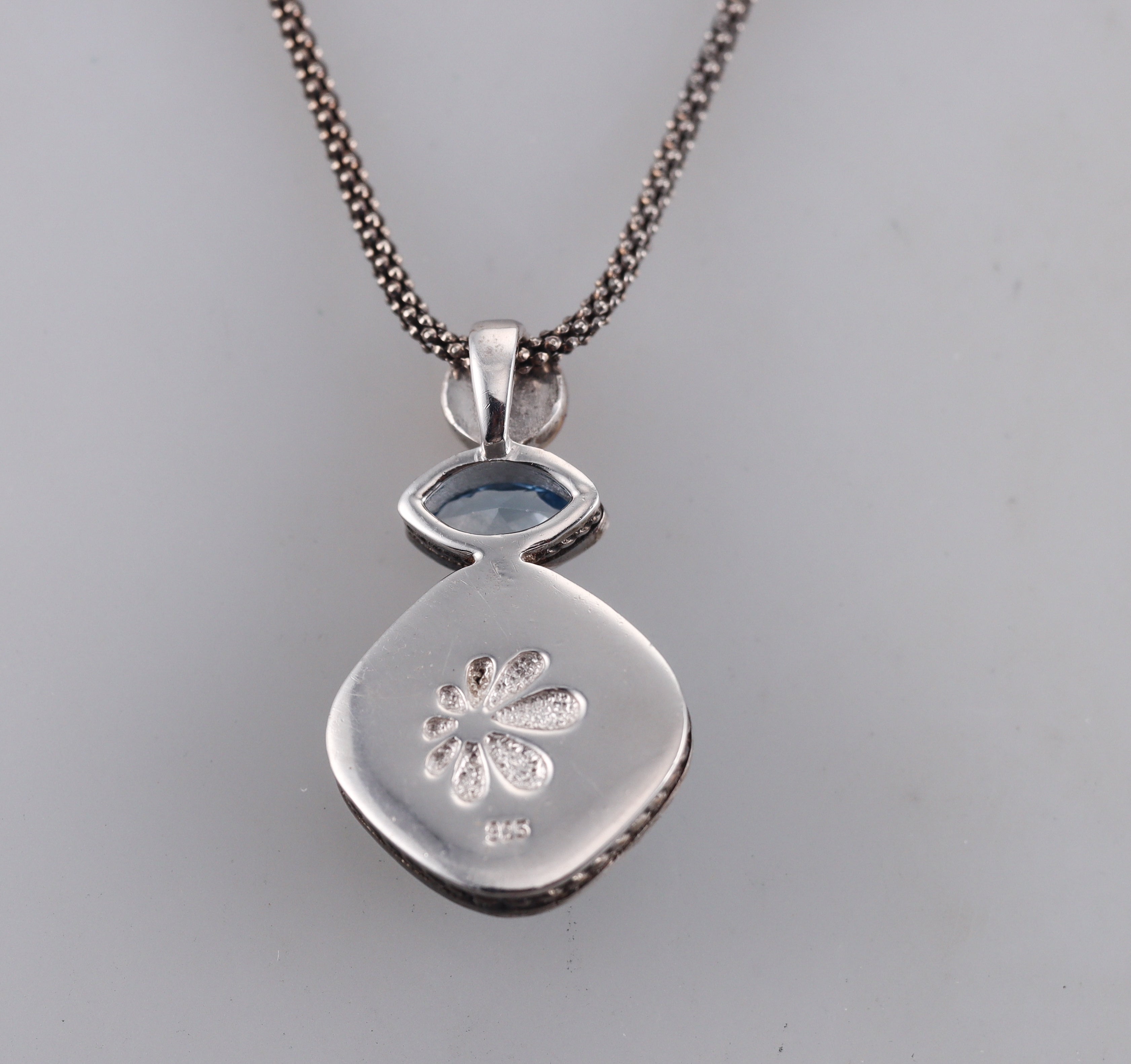 MarahLago Sterling Silver Larimar Blue Topaz Pendant Necklace Retail $341