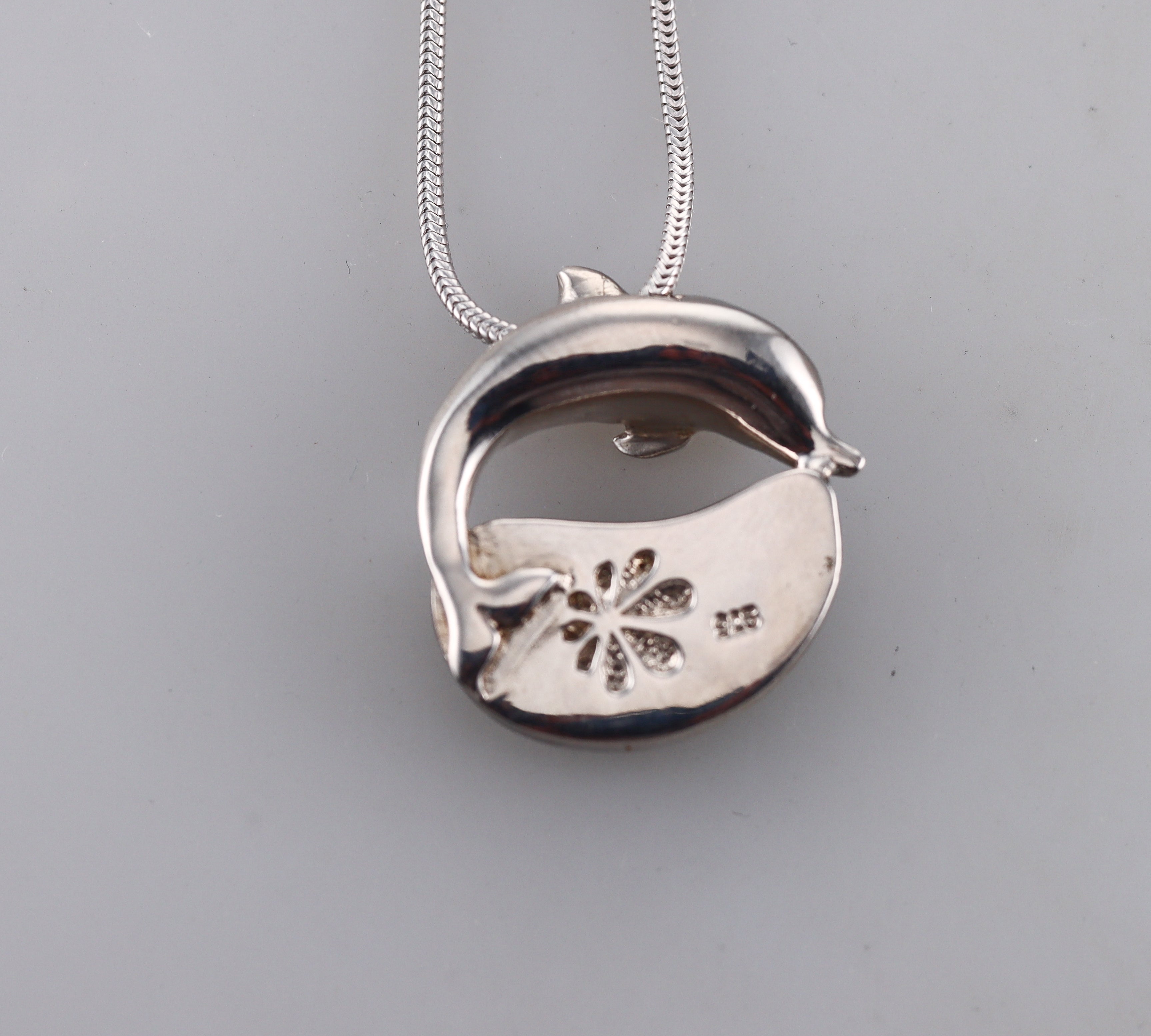 MarahLago Sterling Silver Larimar Dolphin Pendant Necklace Retail $276