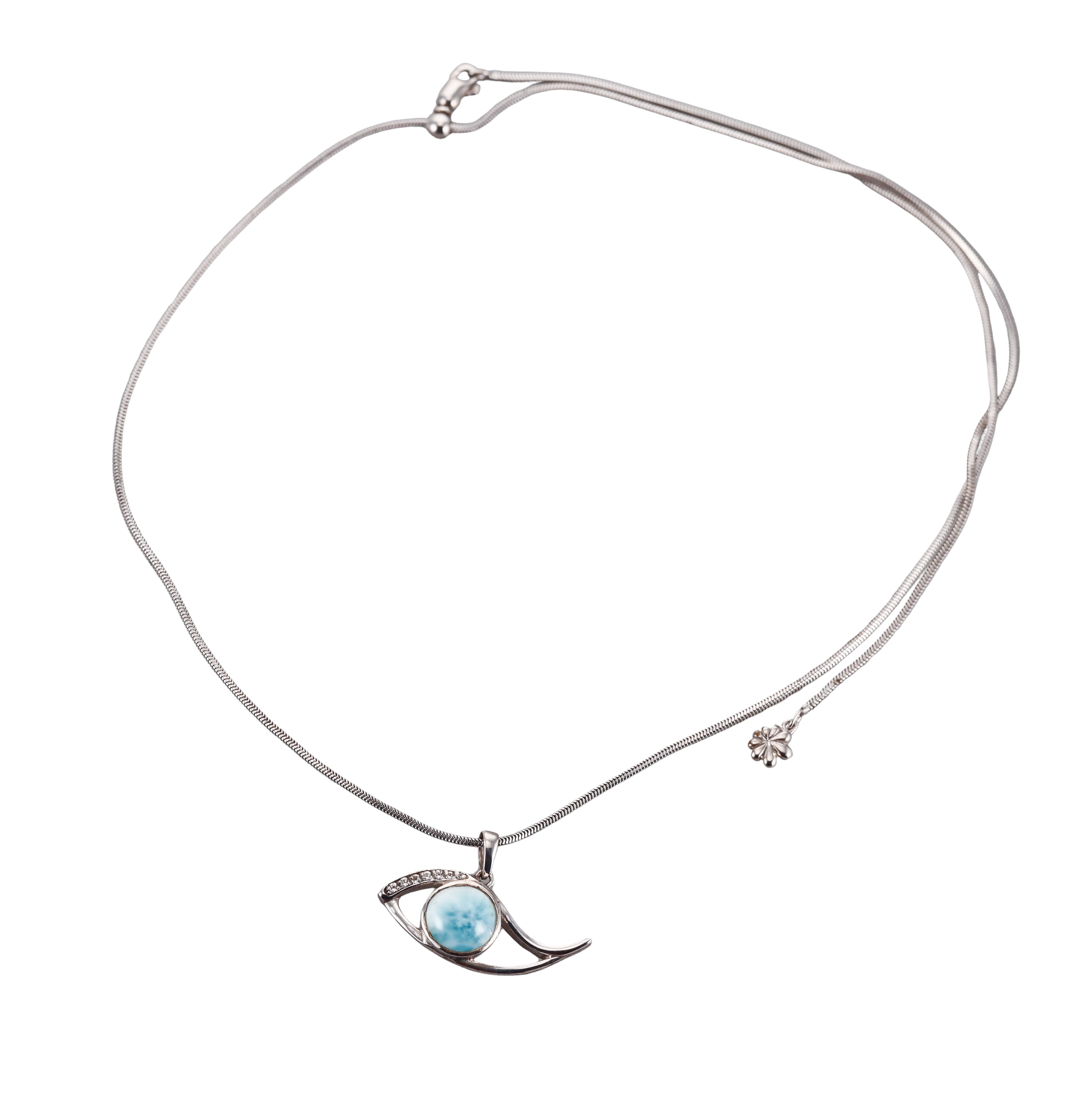 MarahLago Sterling Silver Larimar Evil Eye Sapphire Pendant Necklace Retail $224