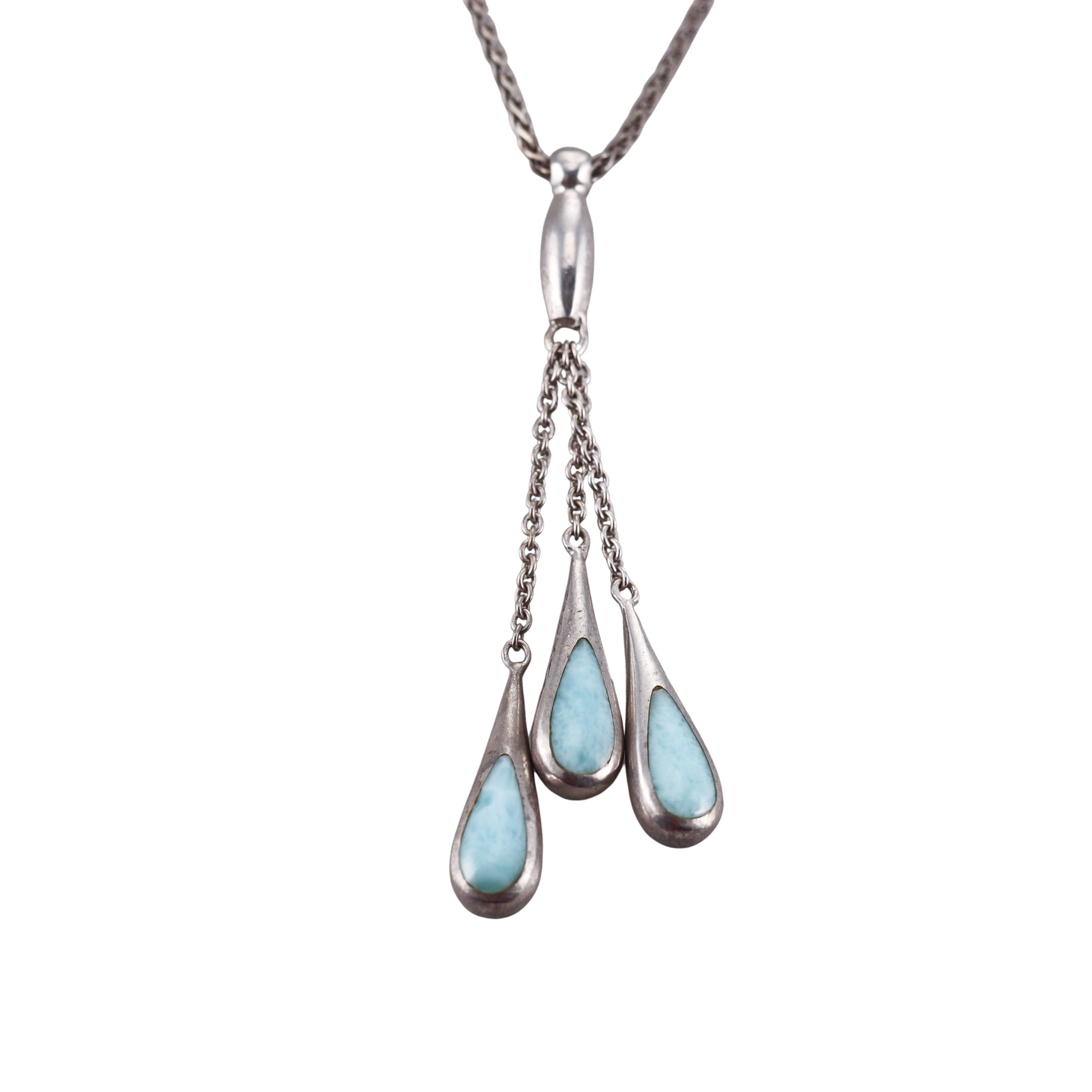 MarahLago Sterling Silver Larimar Indra Pendant Necklace Retail $518