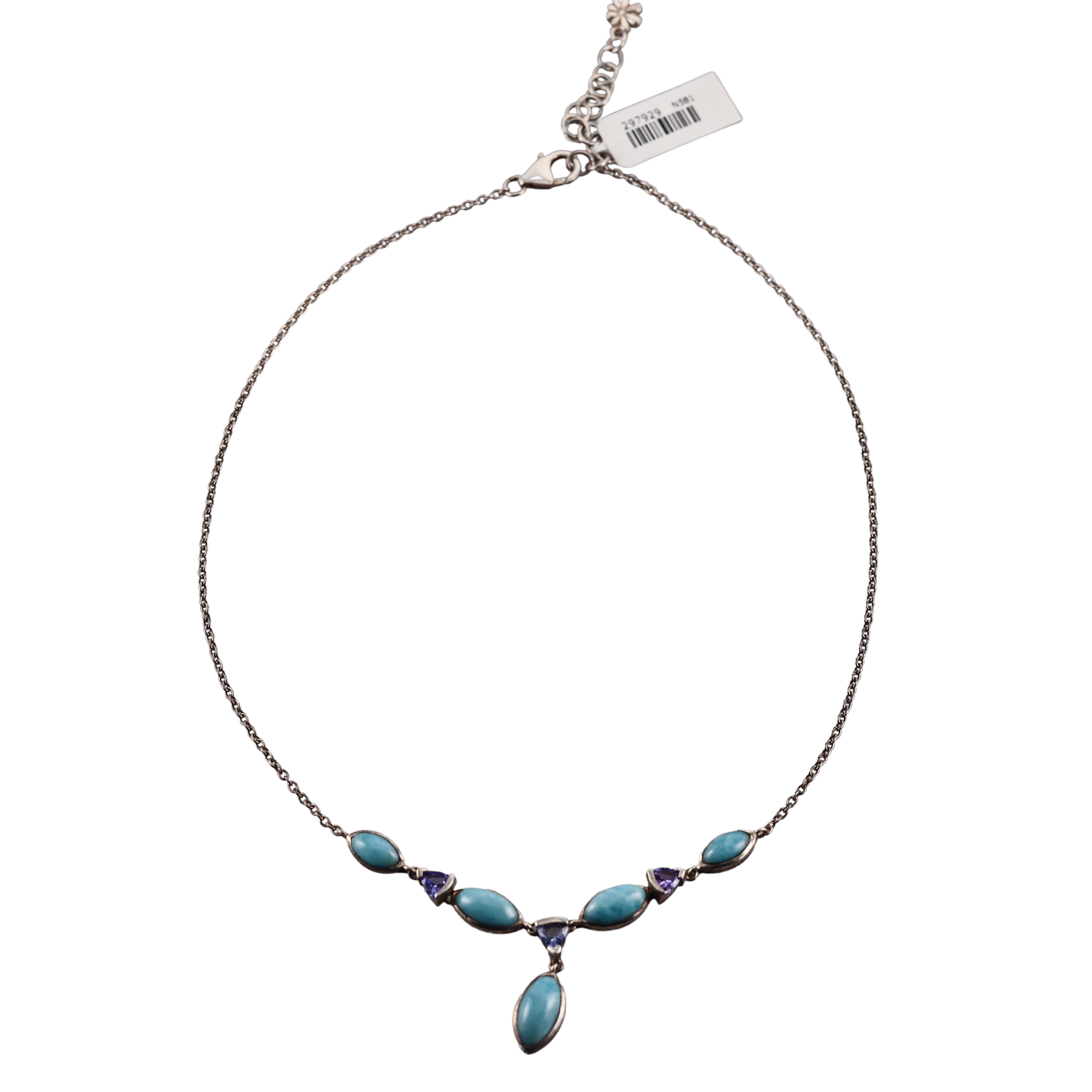 MarahLago Sterling Silver Larimar Iolite Necklace Retail $1162
