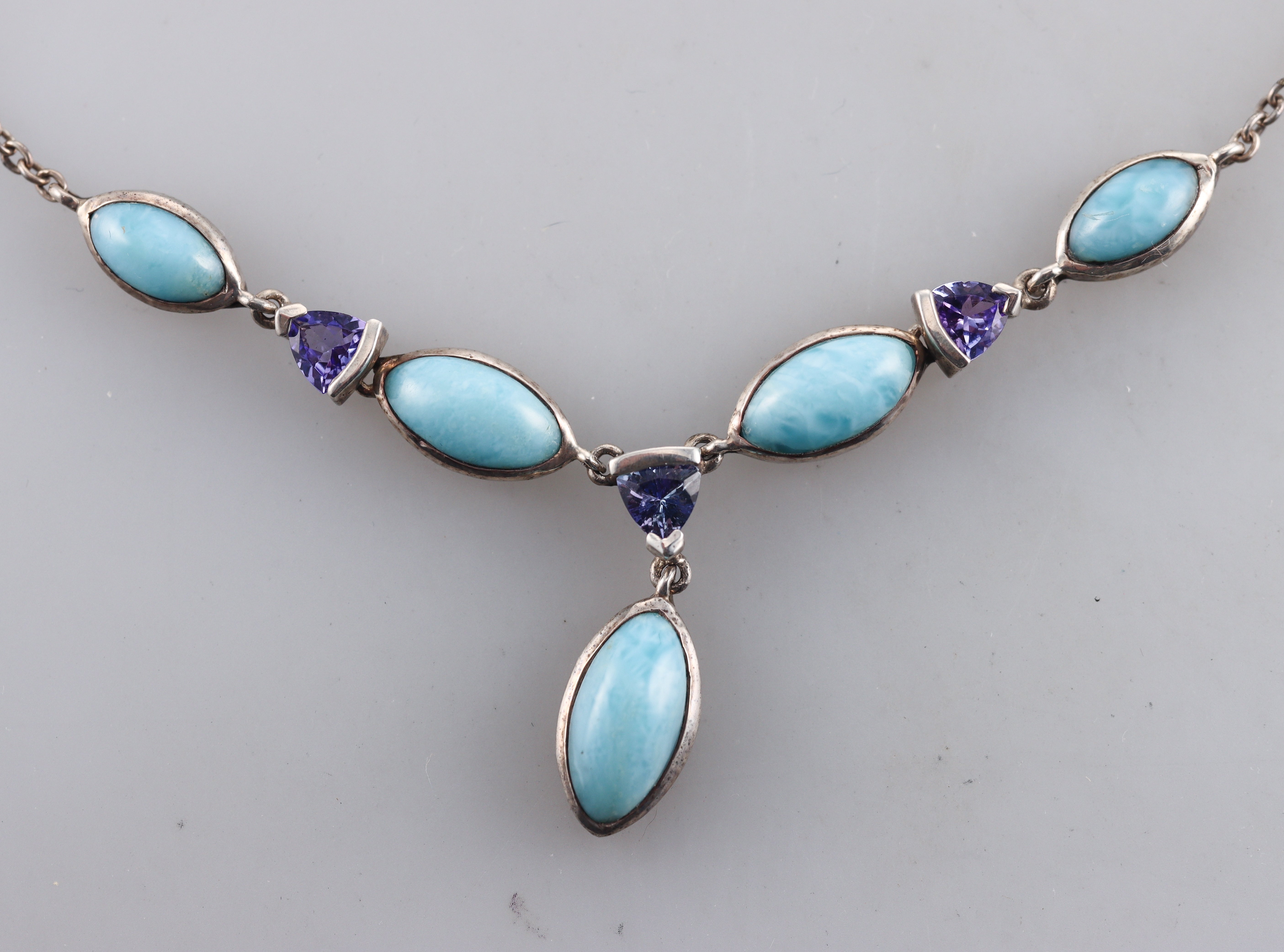 MarahLago Sterling Silver Larimar Iolite Necklace Retail $1162