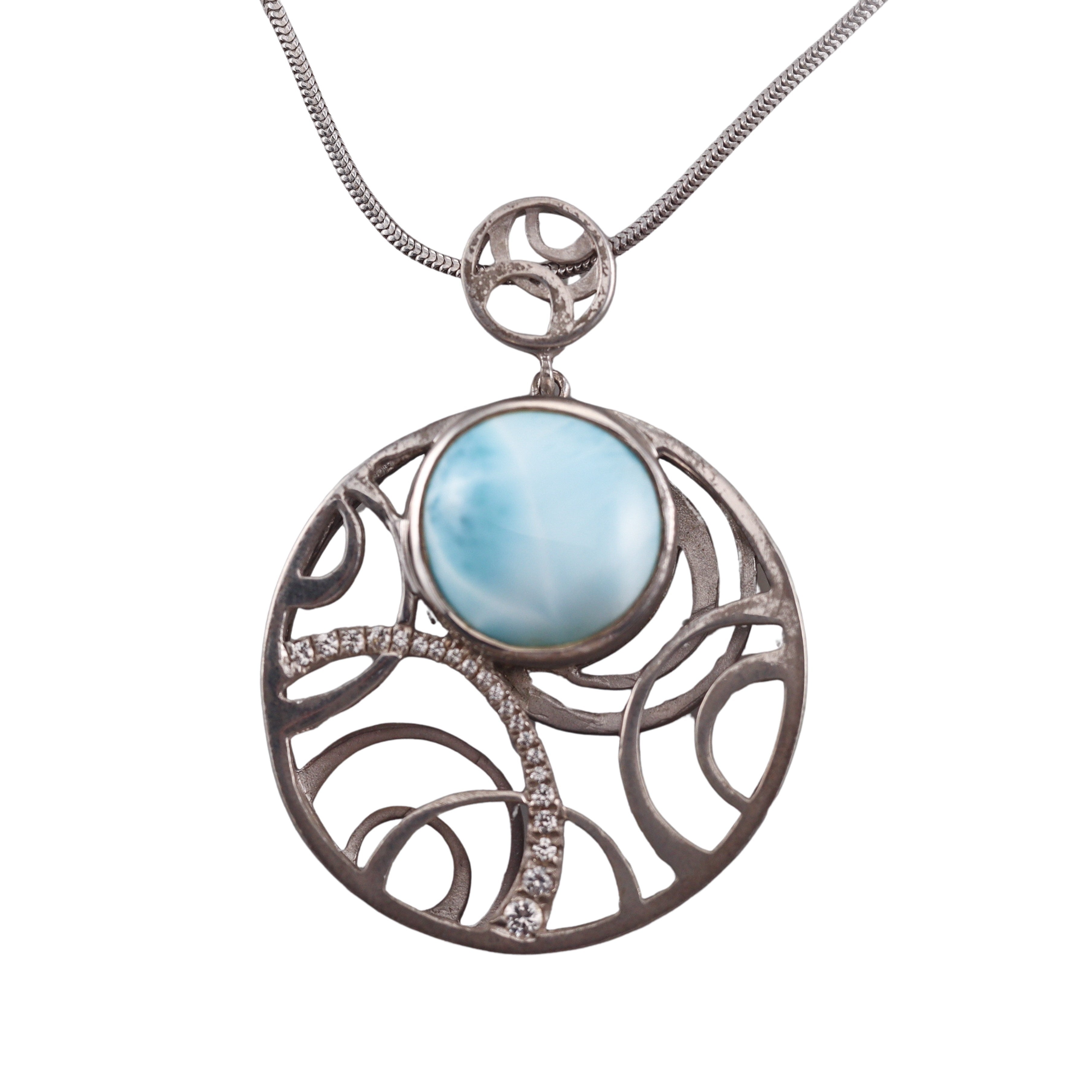 MarahLago Sterling Silver Larimar Pendant Necklace Retail $588