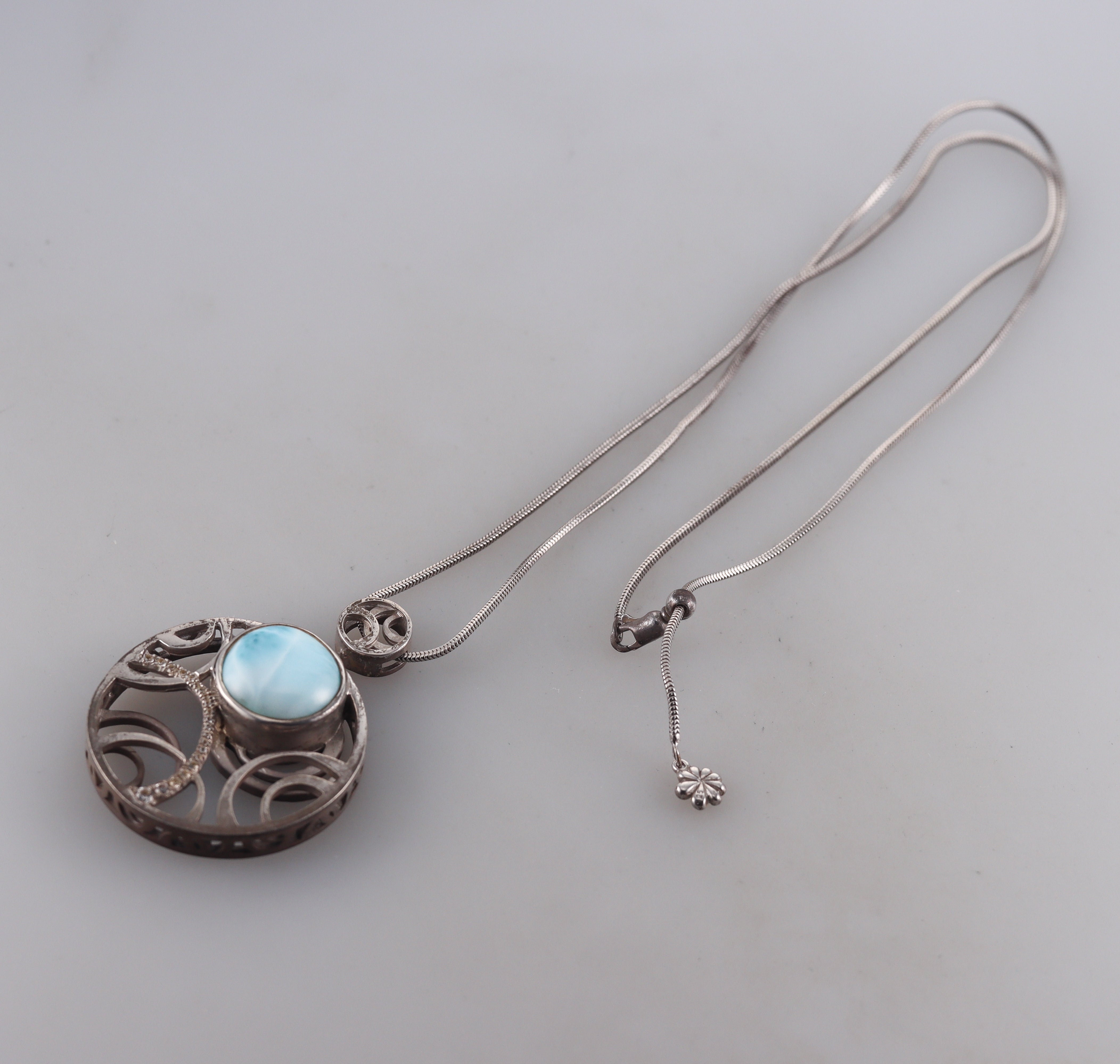 MarahLago Sterling Silver Larimar Pendant Necklace Retail $588
