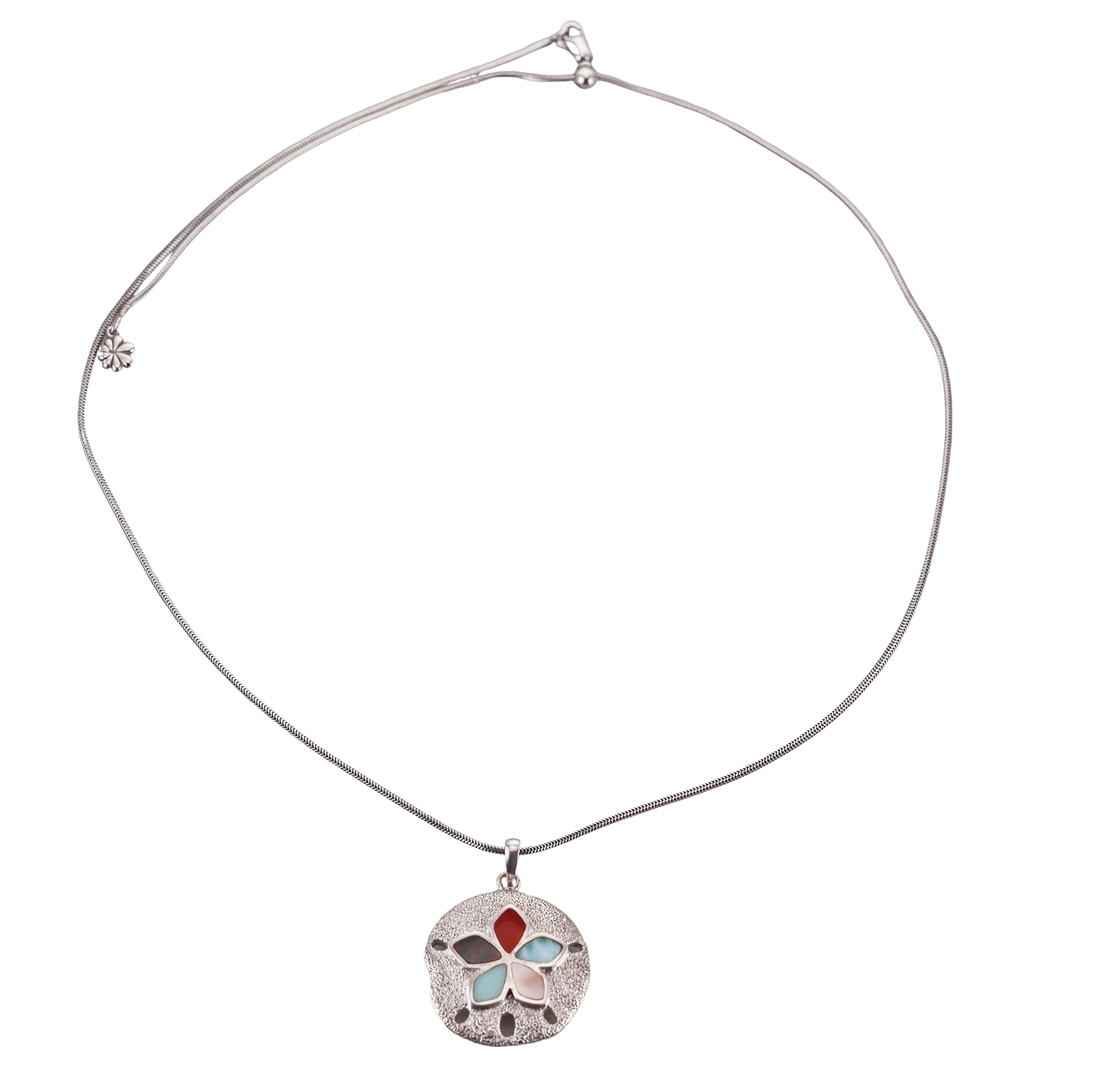 MarahLago Sterling Silver Larimar Sand Dollar Pendant Necklace Retail $344