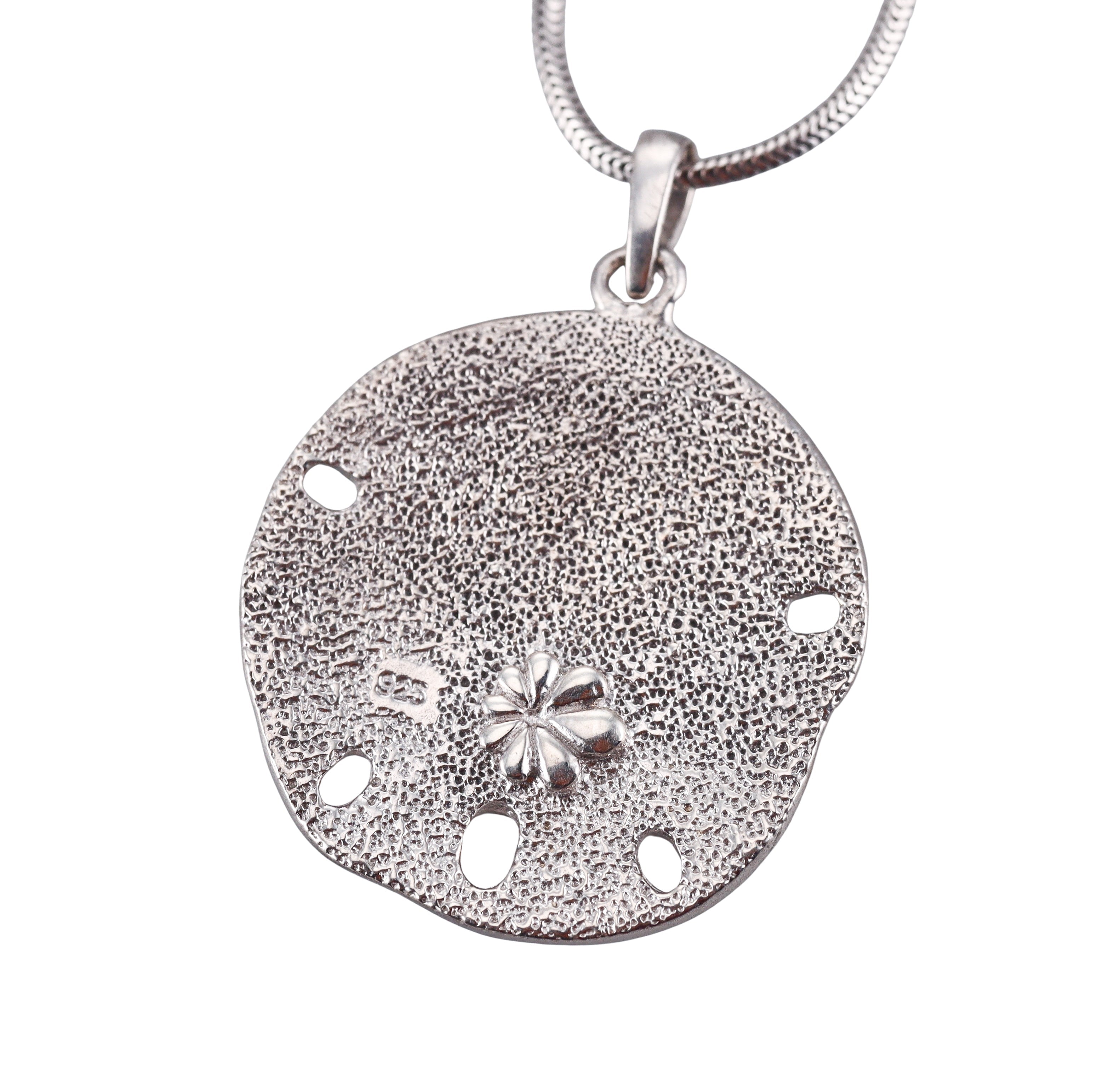 MarahLago Sterling Silver Larimar Sand Dollar Pendant Necklace Retail $344