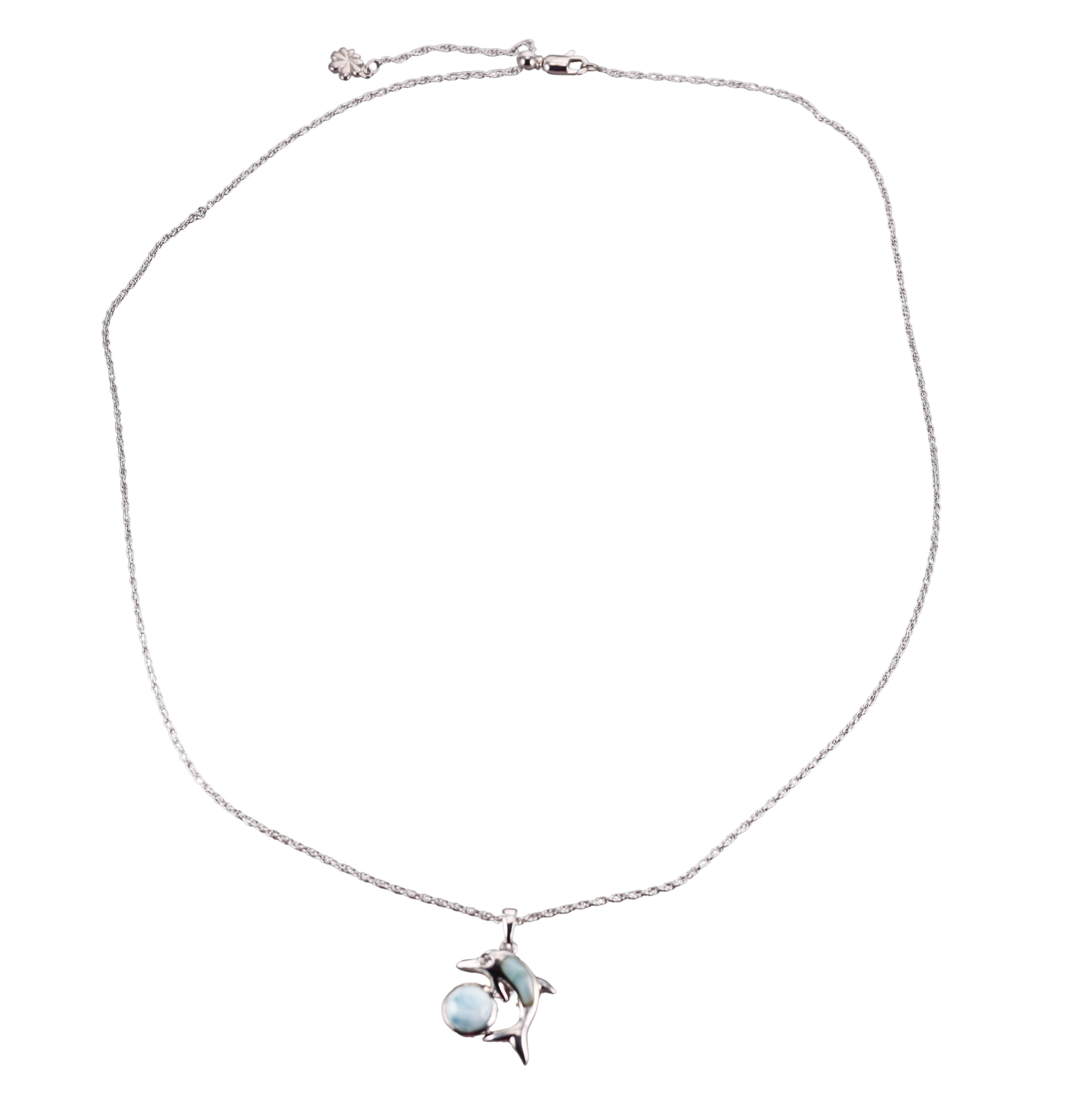 MarahLago Sterling Silver Larimar Sapphire Dolphin Pendant Necklace