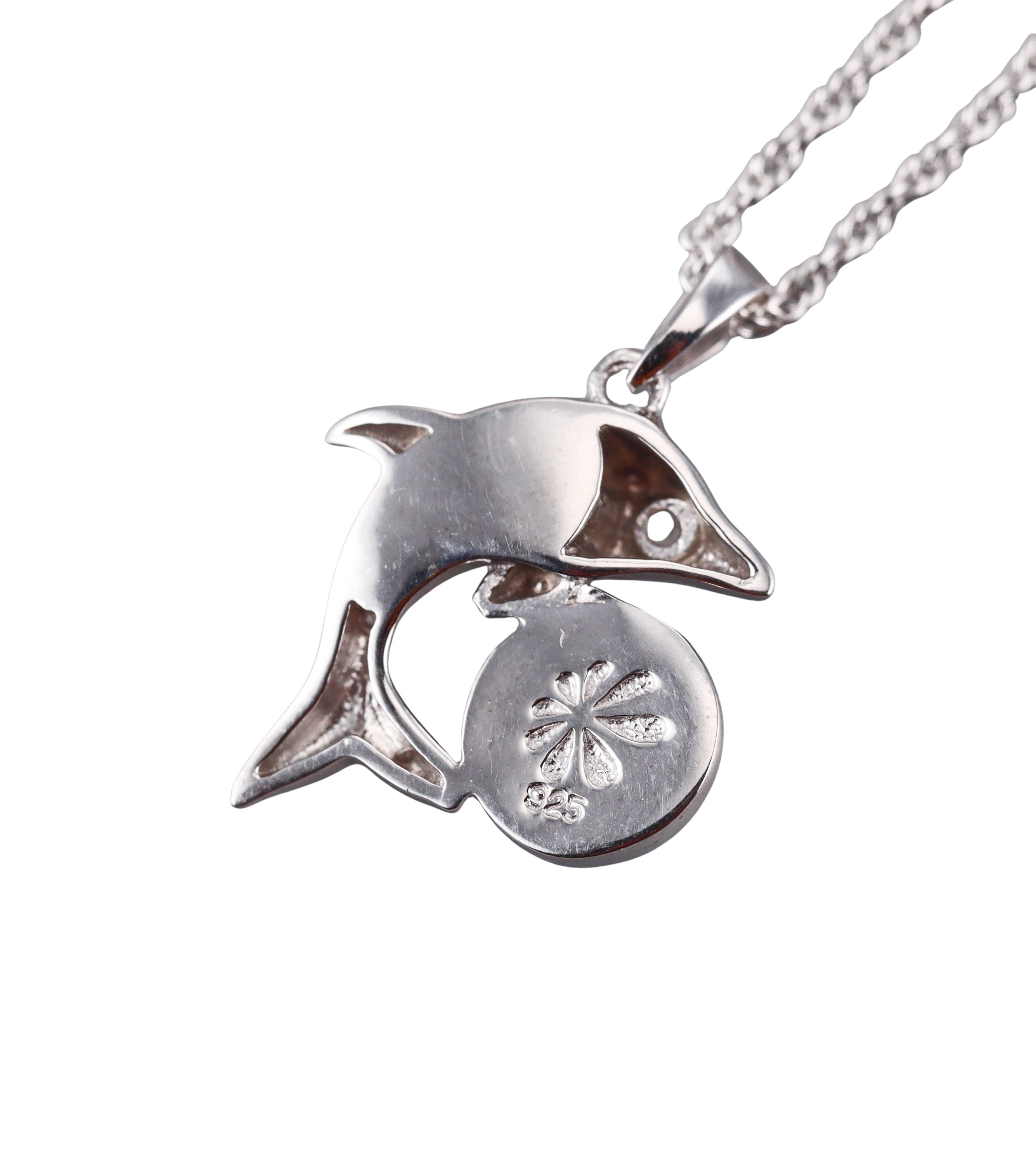MarahLago Sterling Silver Larimar Sapphire Dolphin Pendant Necklace
