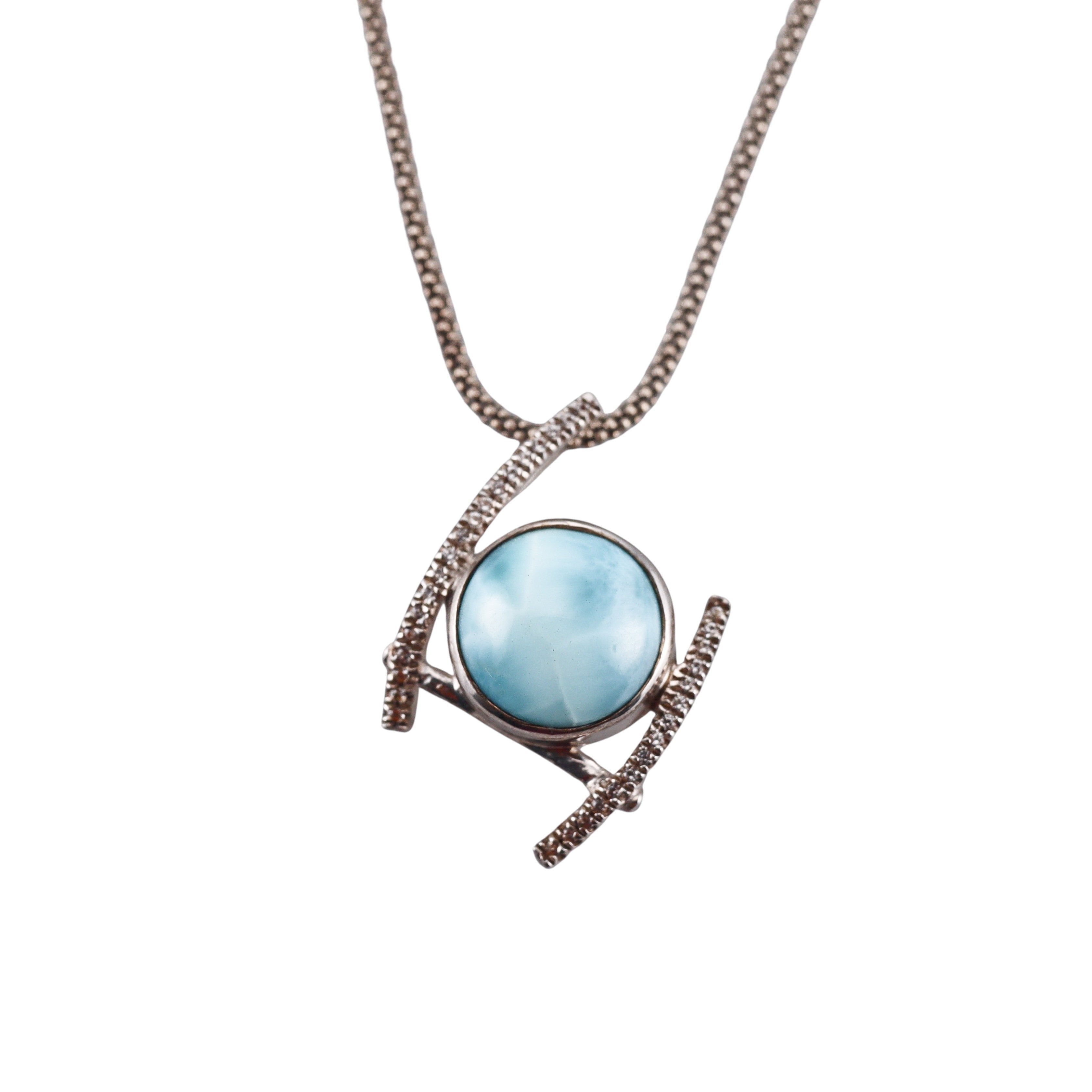 MarahLago Sterling Silver Larimar Sapphire Pendant Necklace