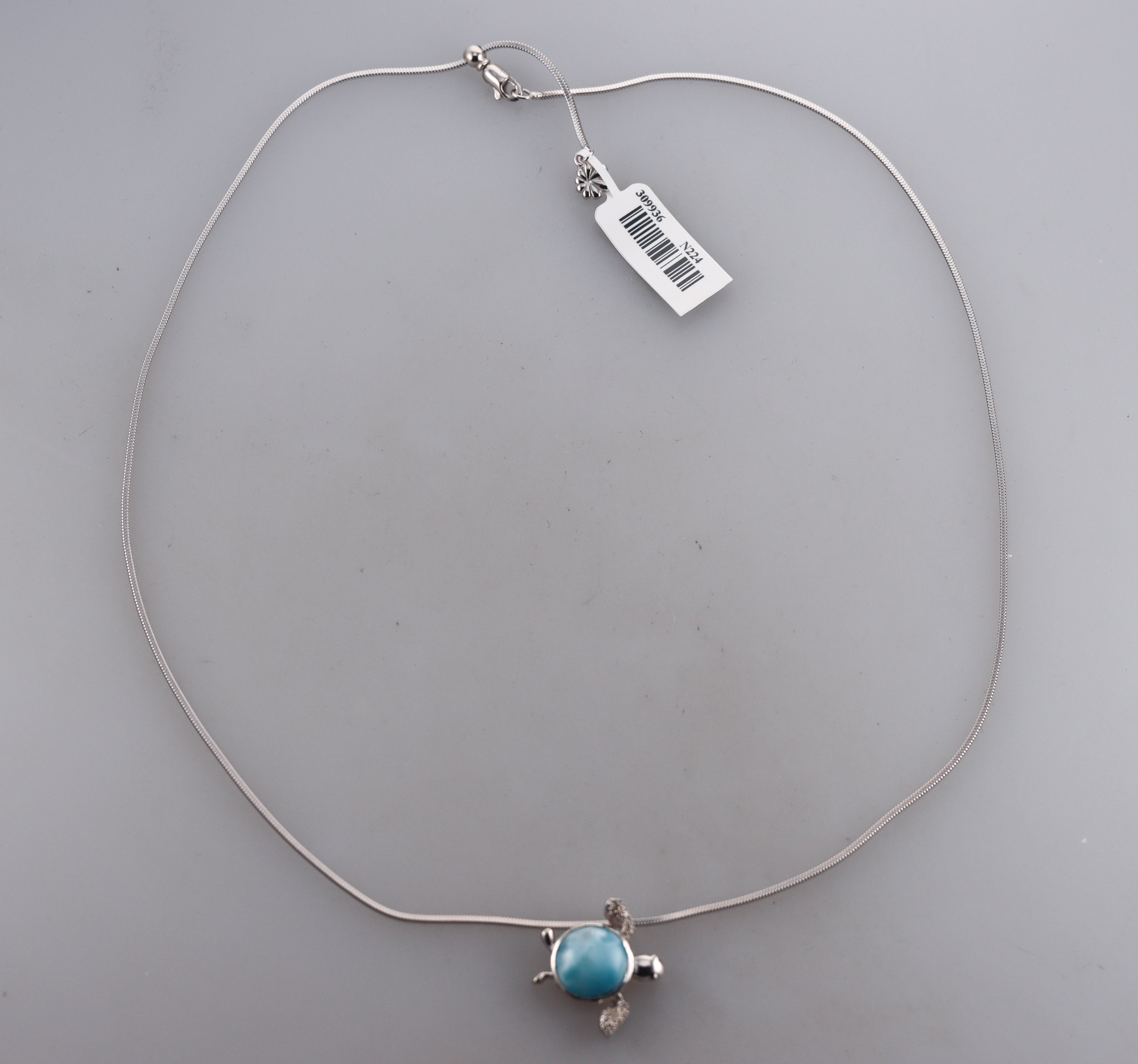 MarahLago Sterling Silver Larimar Sea Turtle Pendant Necklace Retail $280