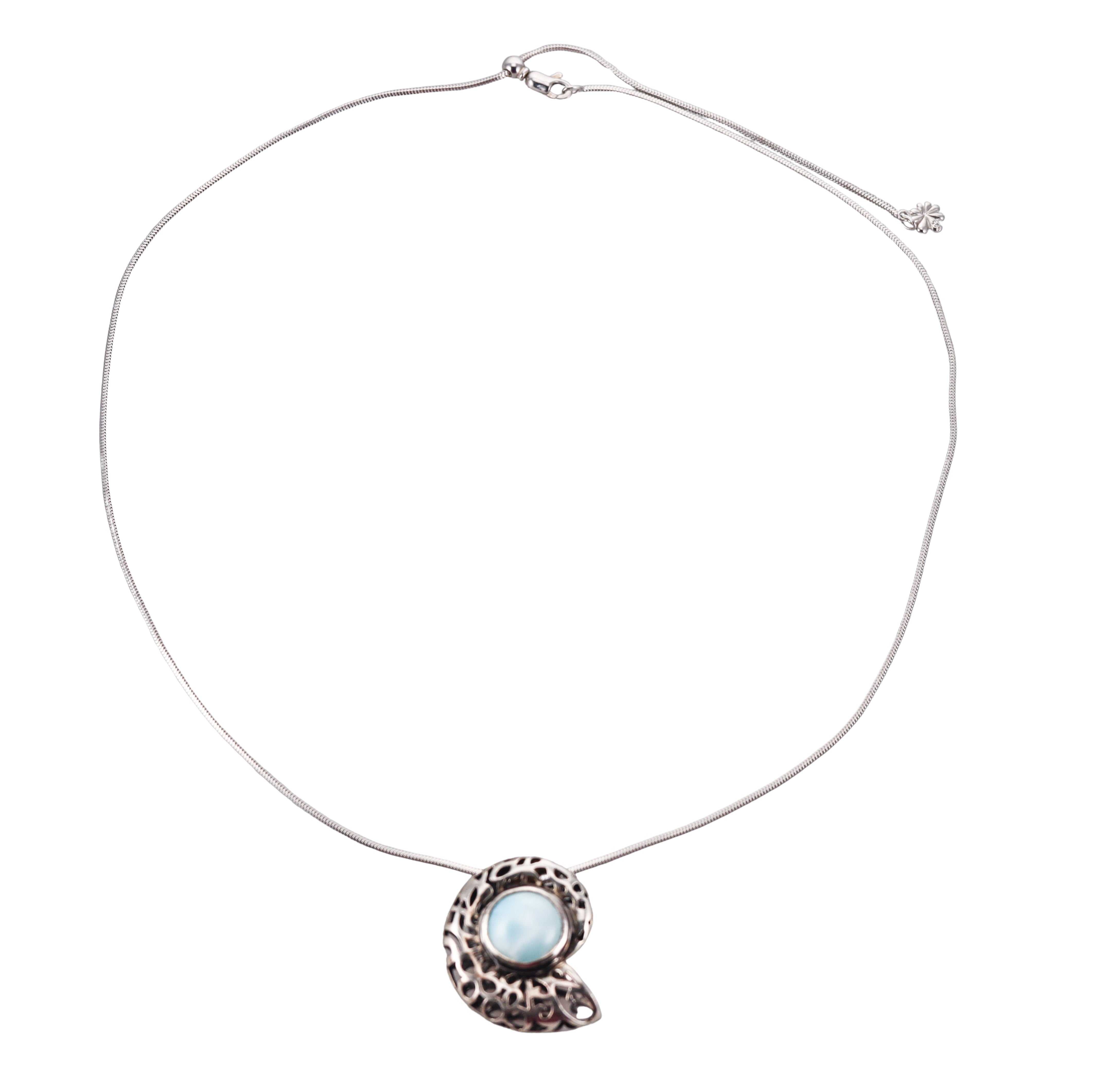 MarahLago Sterling Silver Larimar Shell Pendant Necklace