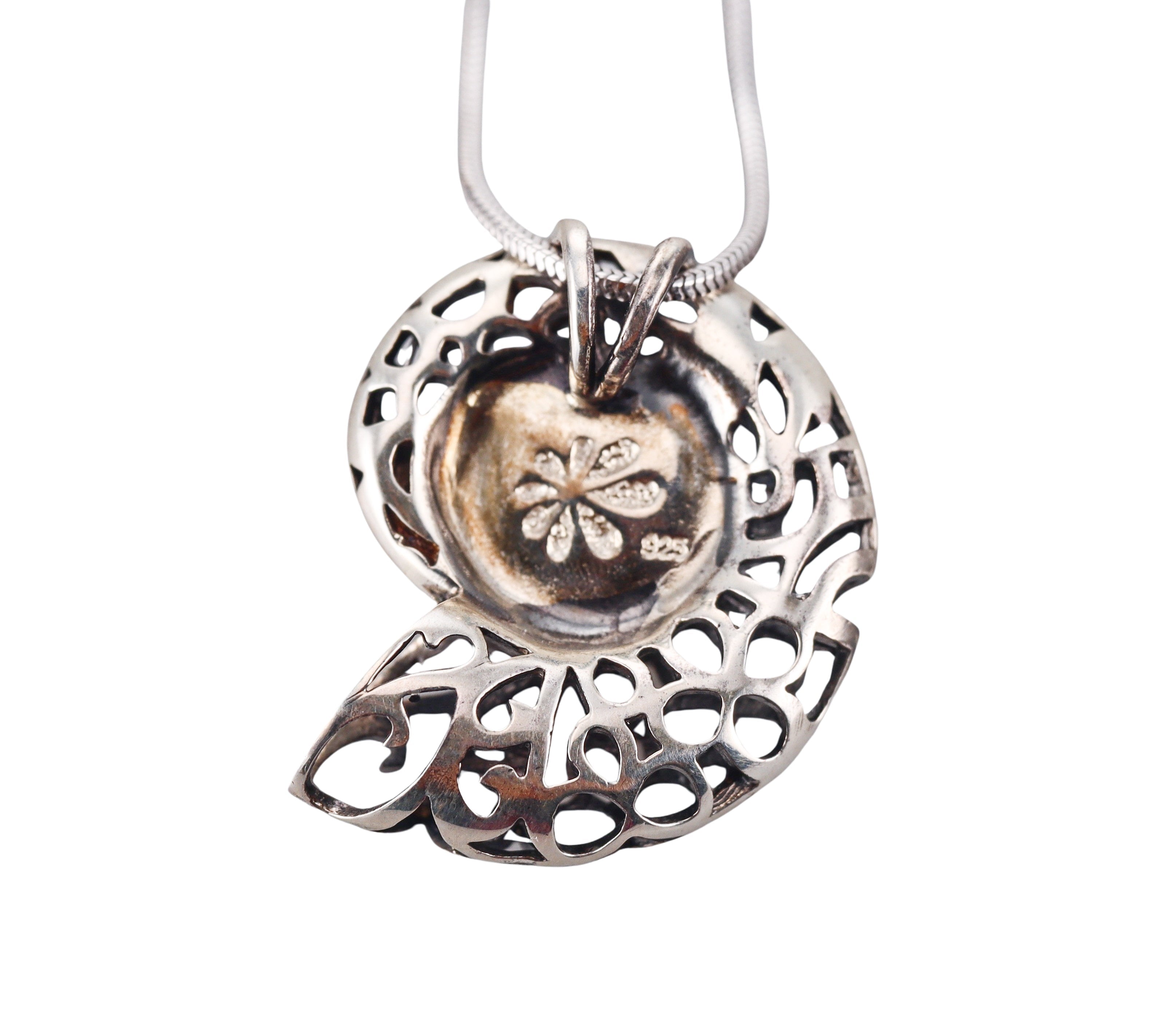 MarahLago Sterling Silver Larimar Shell Pendant Necklace