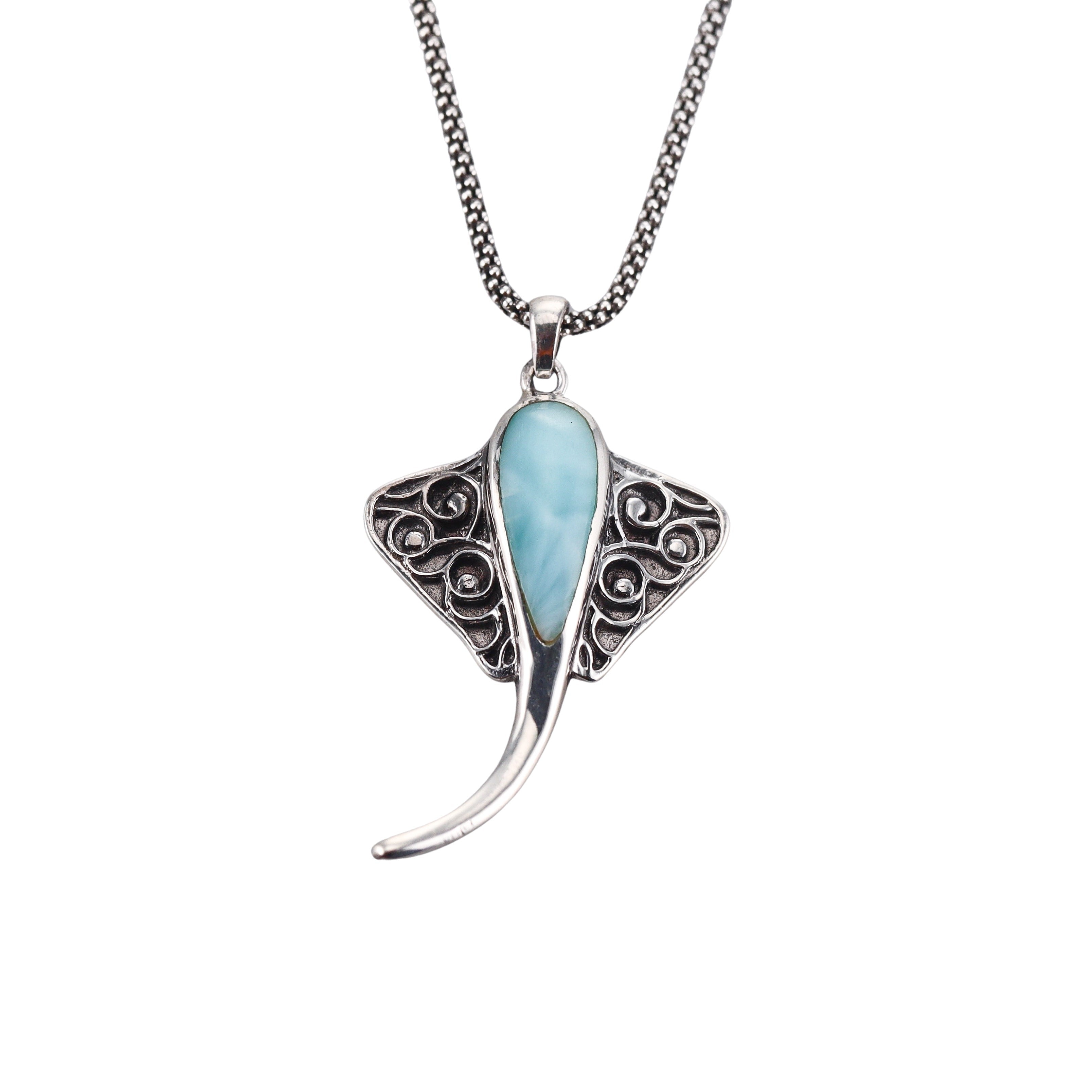 MarahLago Sterling Silver Larimar Stingray Pendant Necklace