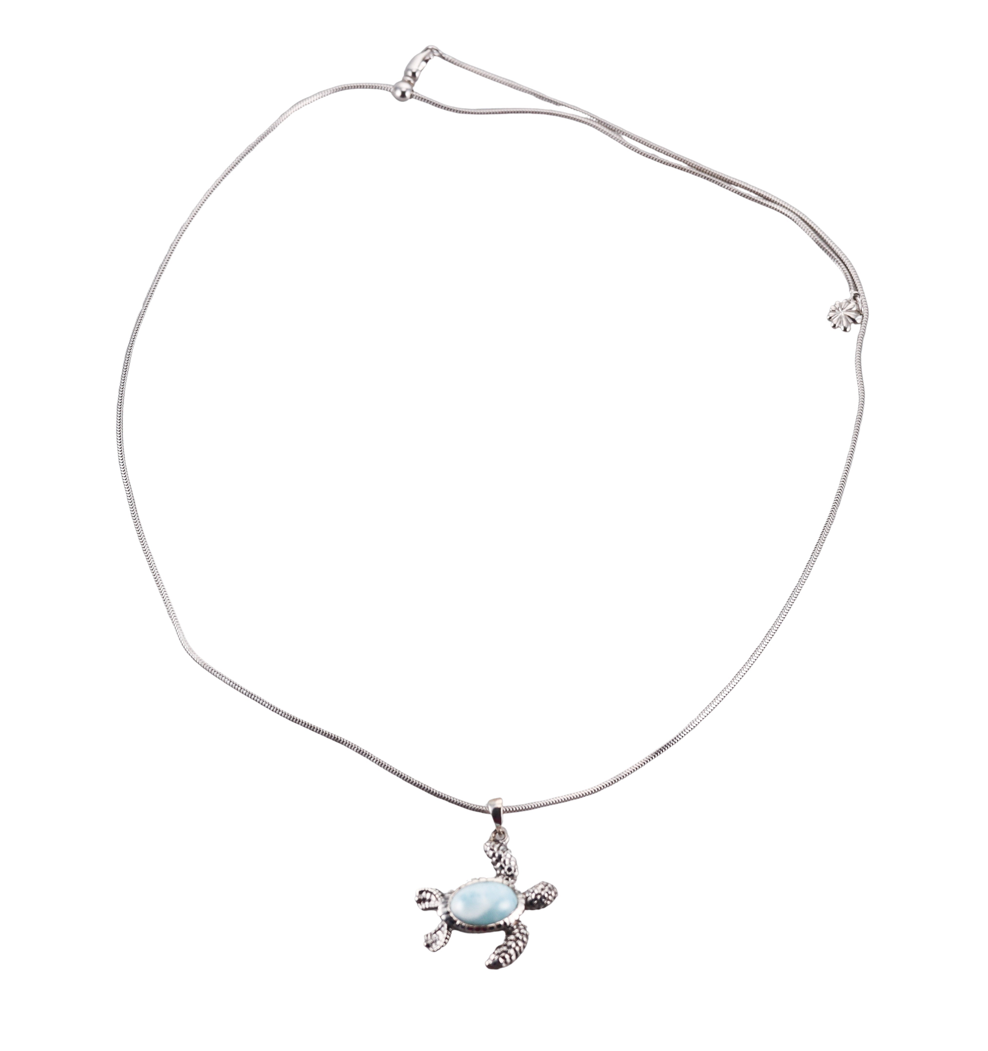 MarahLago Sterling Silver Larimar Turtle Pendant Necklace