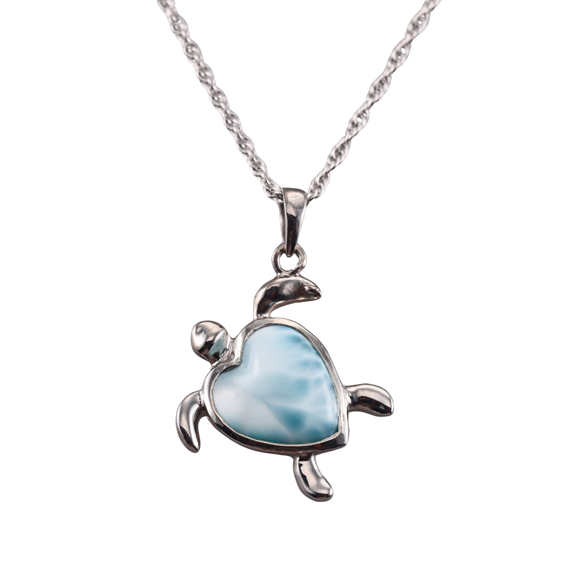 MarahLago Sterling Silver Turtle Heart Larimar Pendant Necklace Retail $231