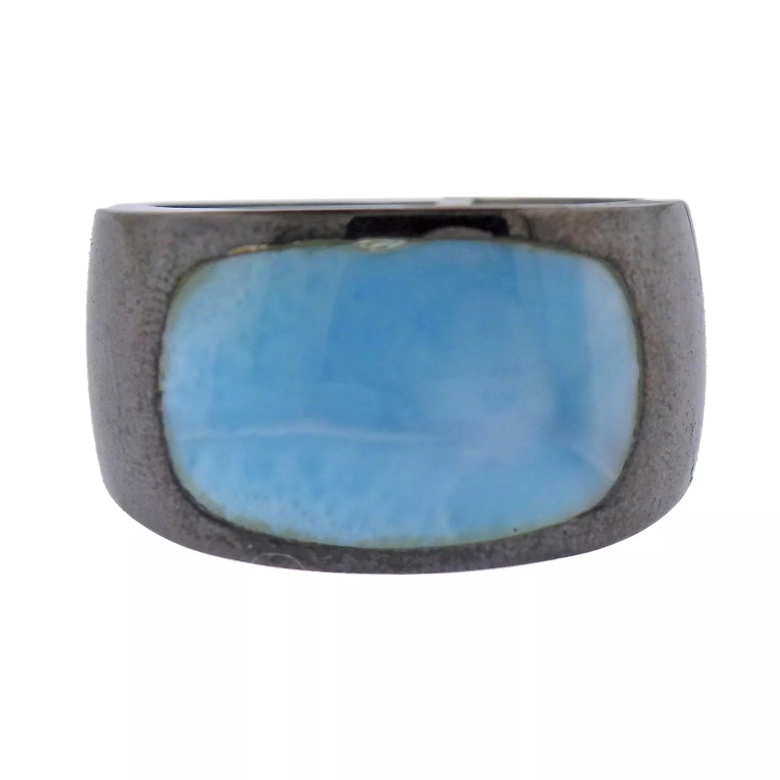 Marahlago Blackened Sterling Silver Larimar Encore Ring Retail $448