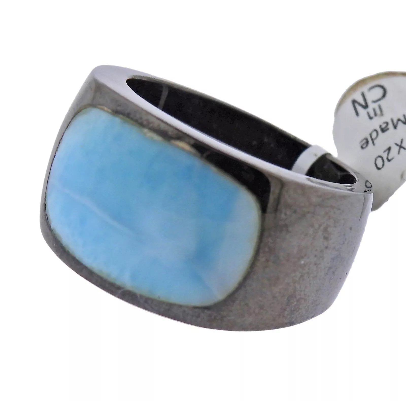 Marahlago Blackened Sterling Silver Larimar Encore Ring Retail $448