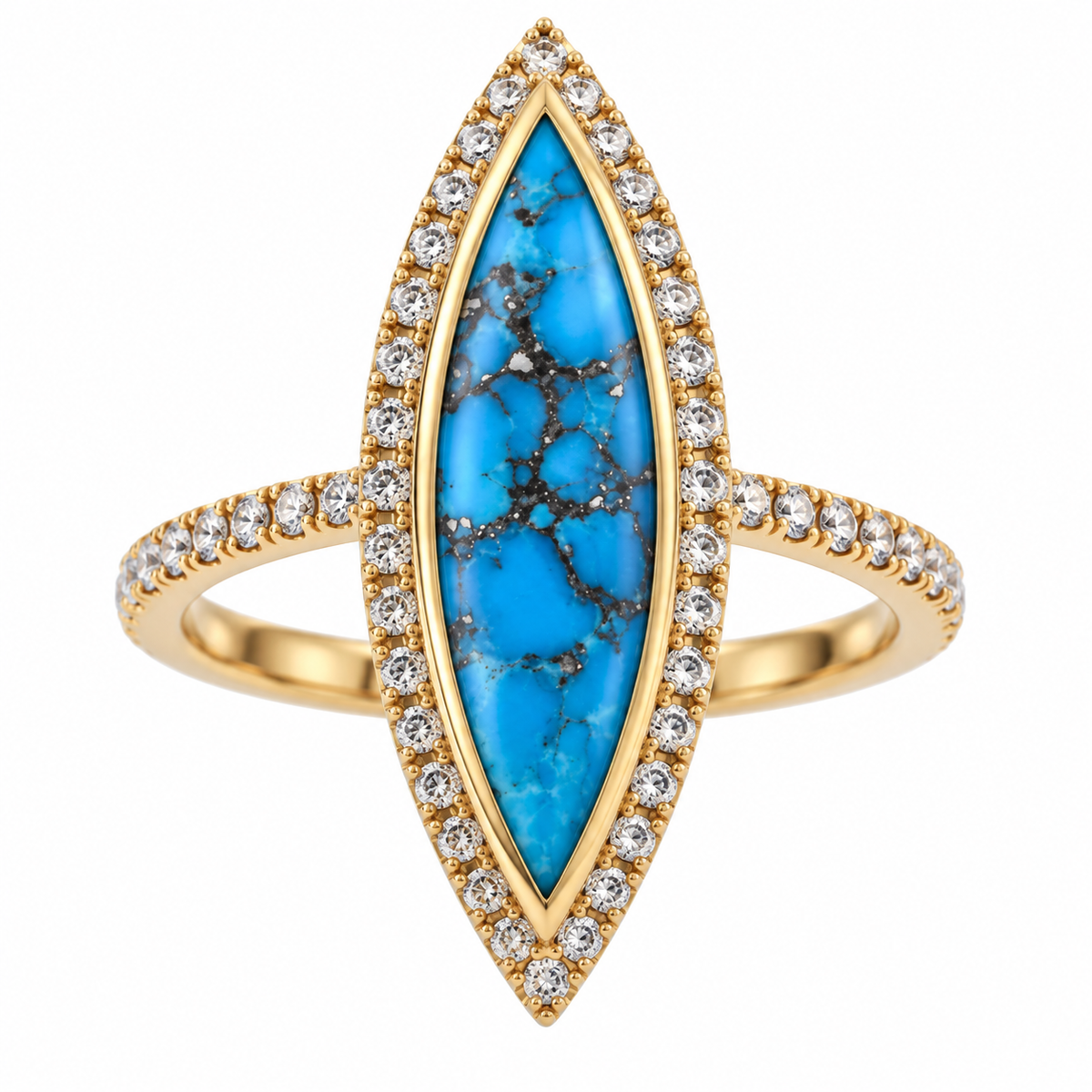Kabana 14k Gold Kingman Turquoise Diamond Ring