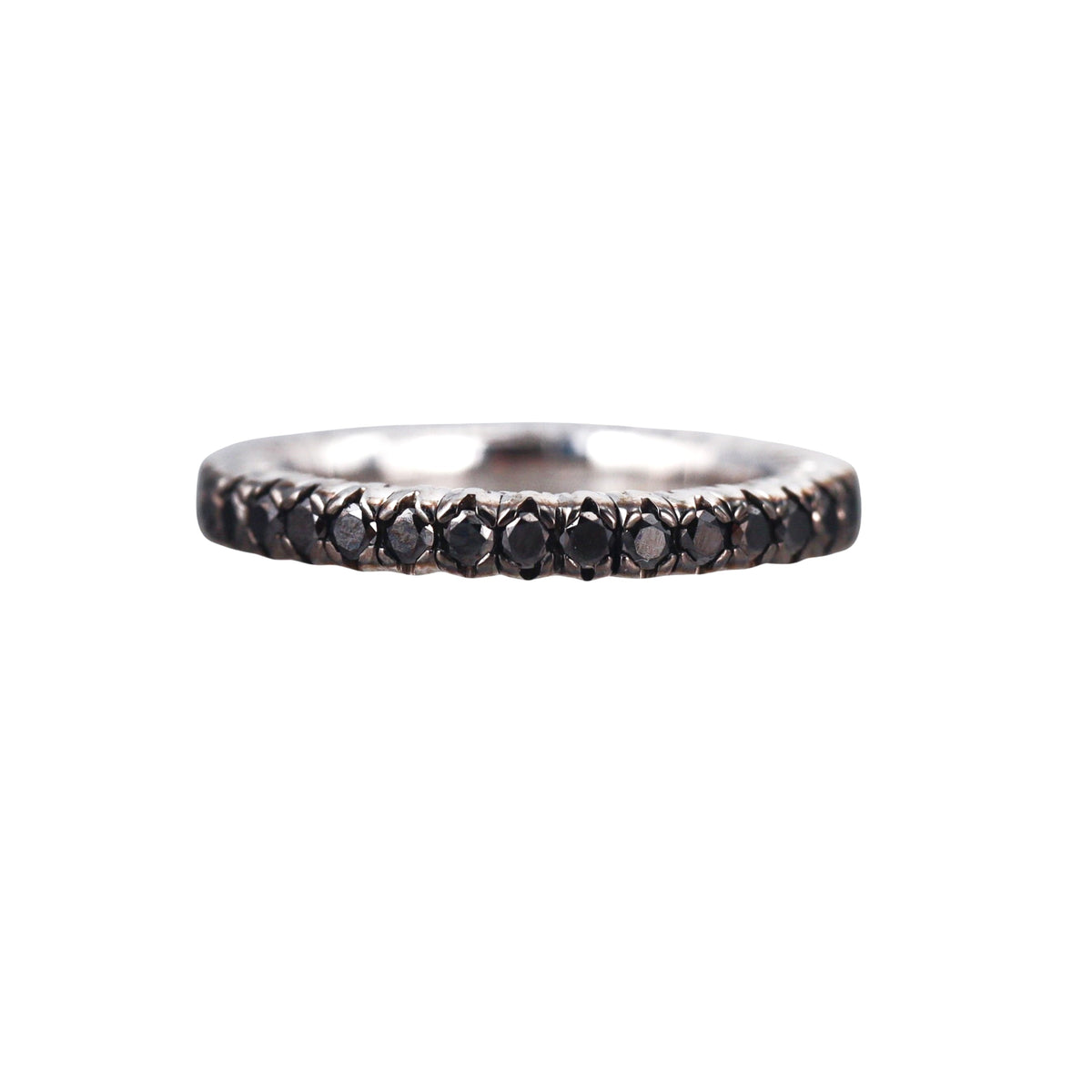 Mattioli X Band White Gold Black Diamond Small Stretch Ring