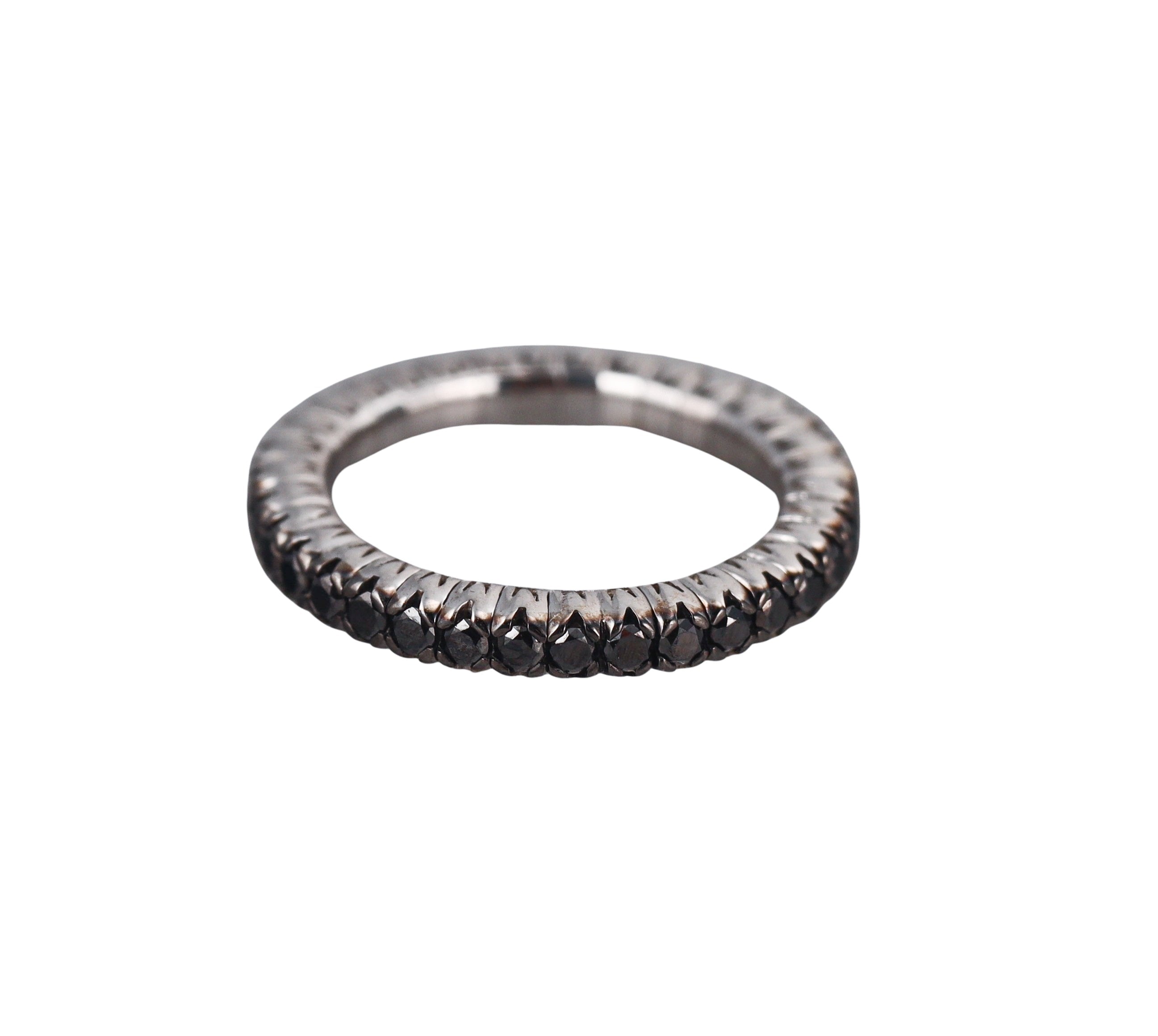 Mattioli X Band White Gold Black Diamond Small Stretch Ring